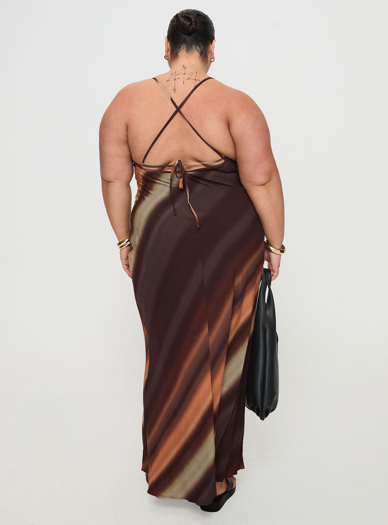 Otillie Maxi Dress Brown Multi Curve Store Sale