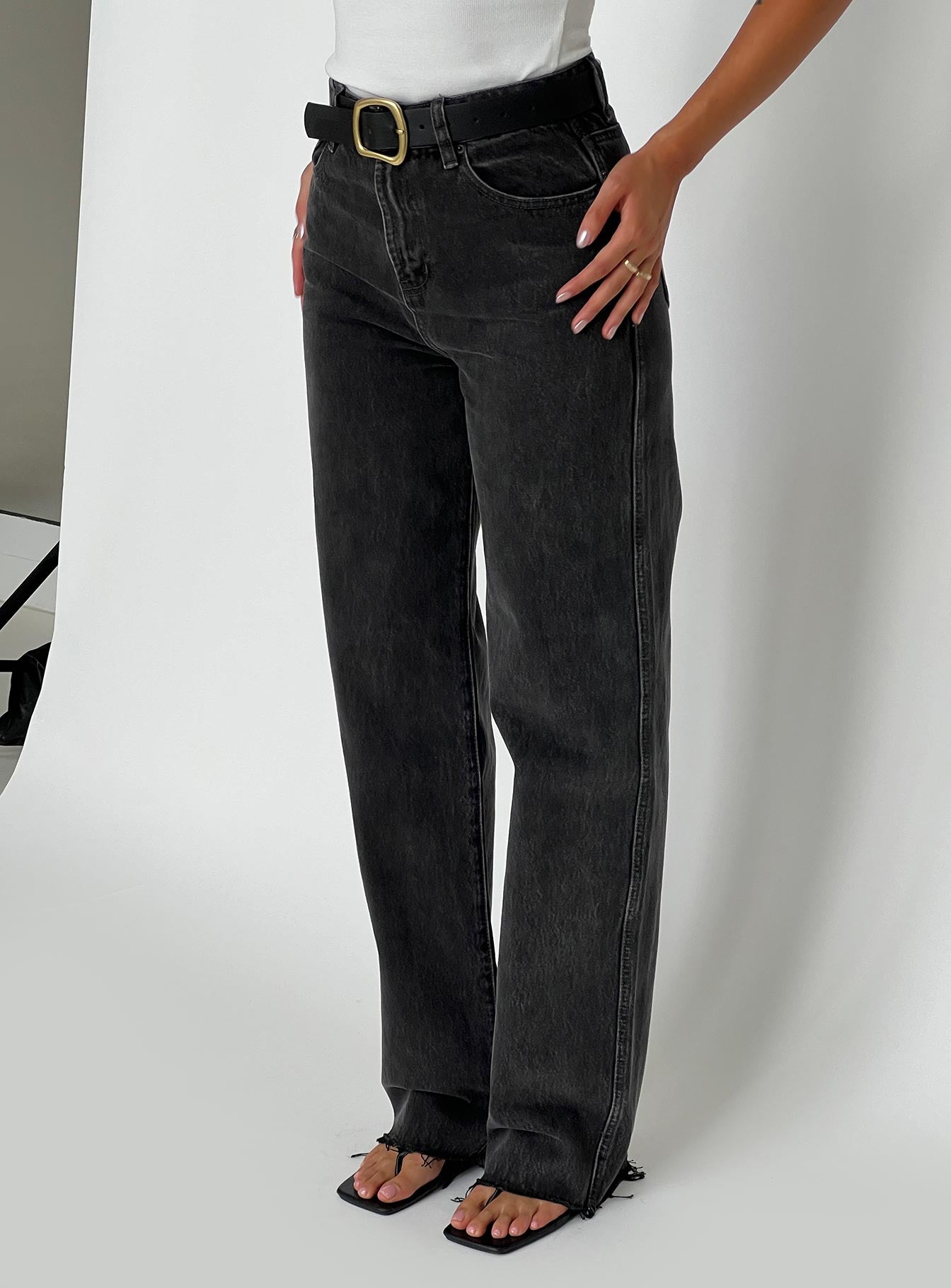 Karlina High Rise Straight Leg Jean Charcoal Discount Newest