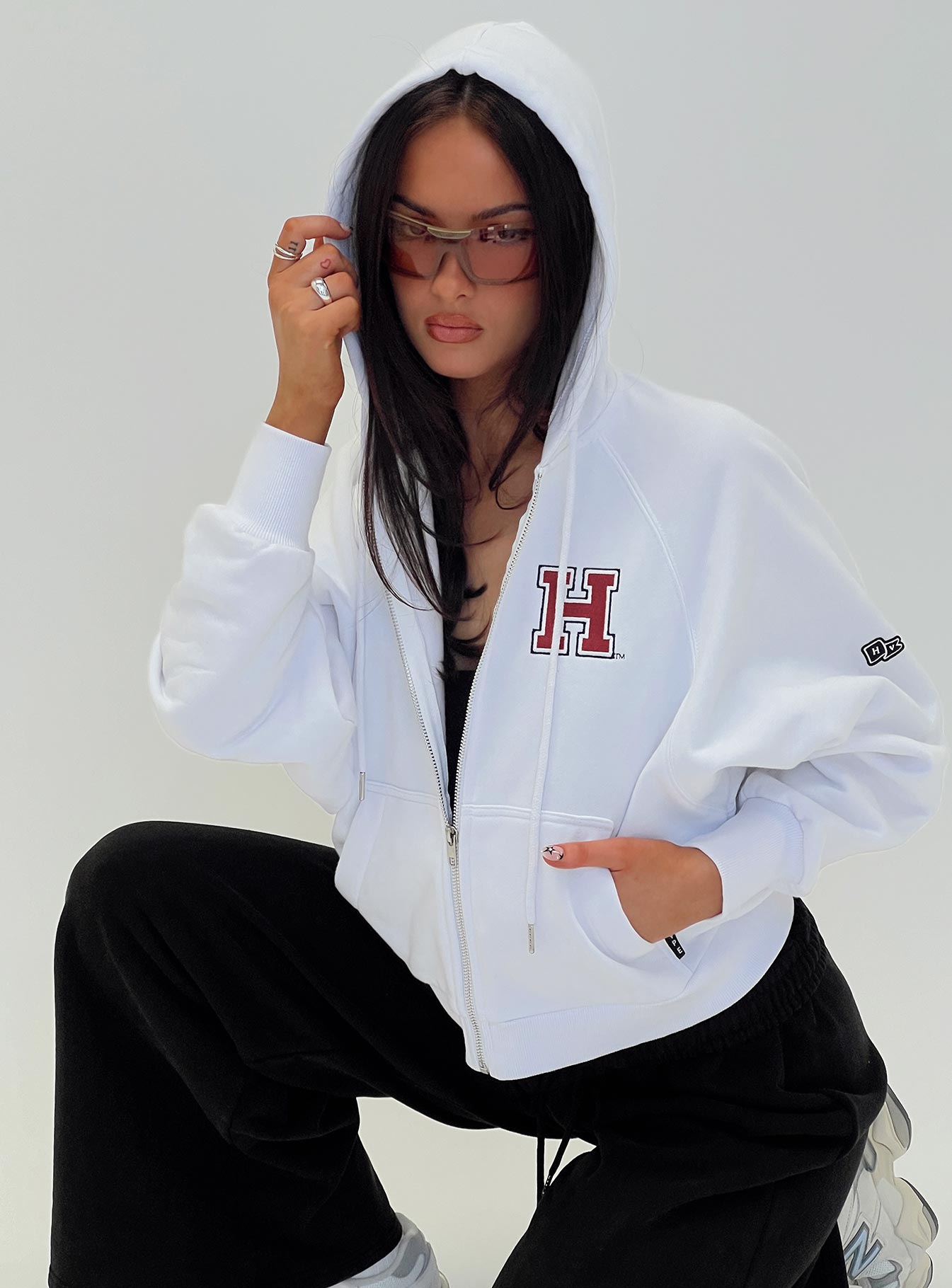 Harvard Raglan Zip Up White / Red Cheap Fashionable