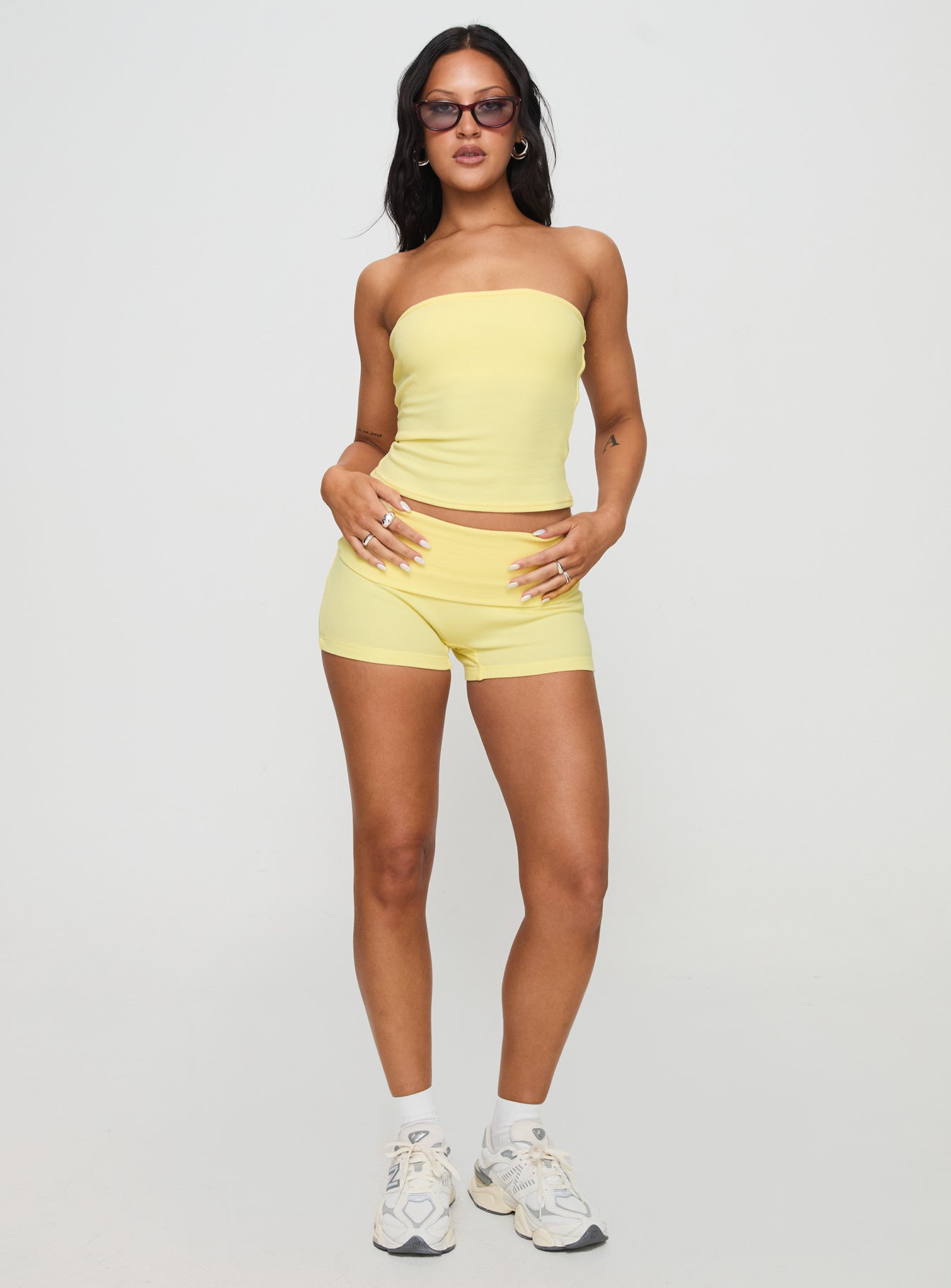 Baseline Strapless Rib Top Yellow Top Quality Online