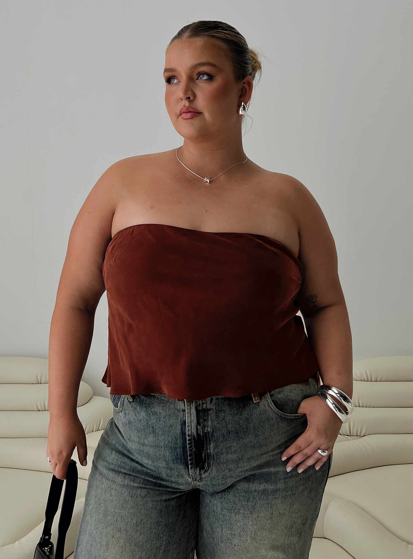 Lucelia Strapless Top Brown Curve Largest Supplier For Sale