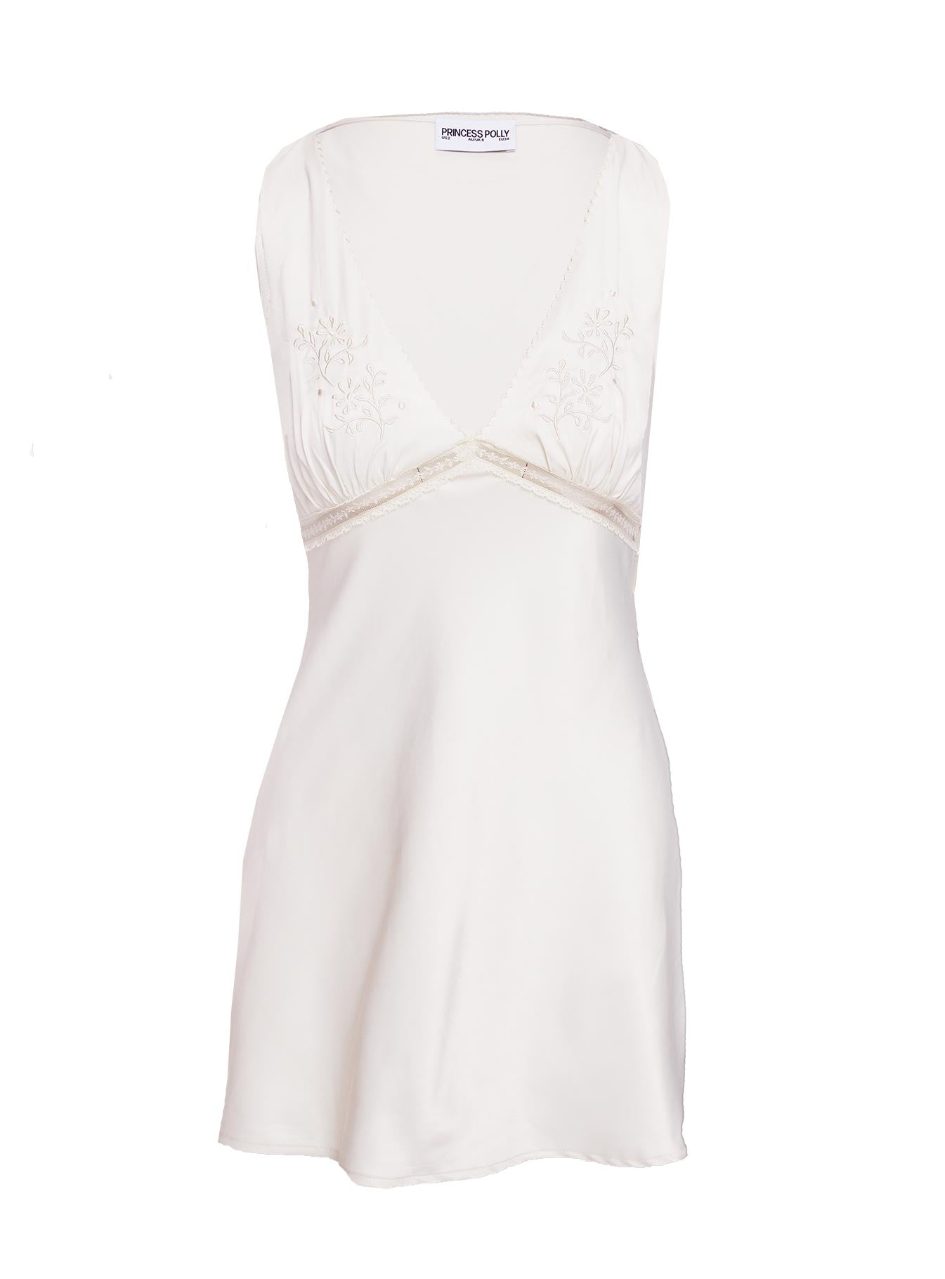 Moiselle Embroidered Bias Mini Dress Ivory Clearance Recommend