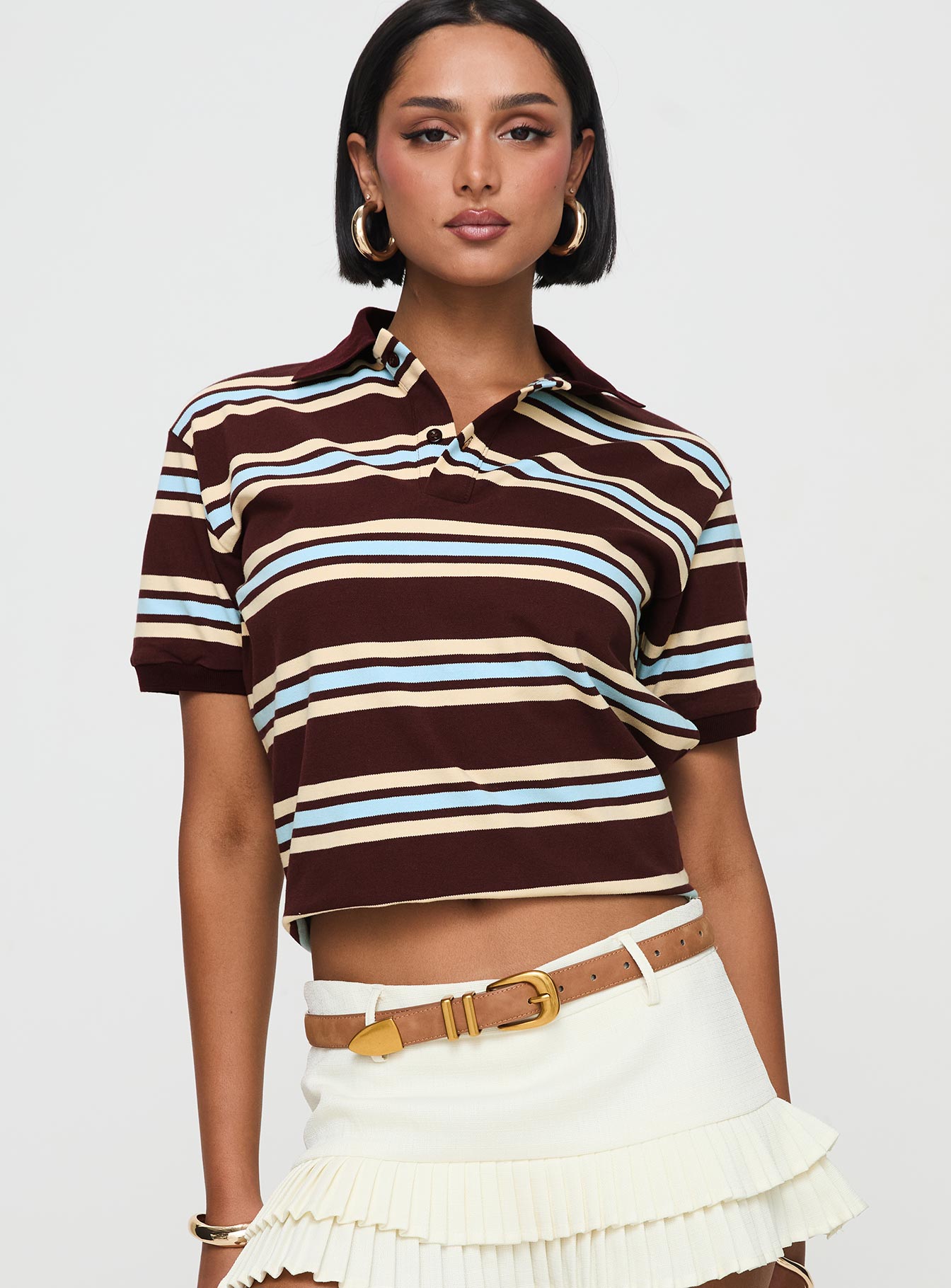 Leisure Polo Chocolate Multi Free Shipping Reliable