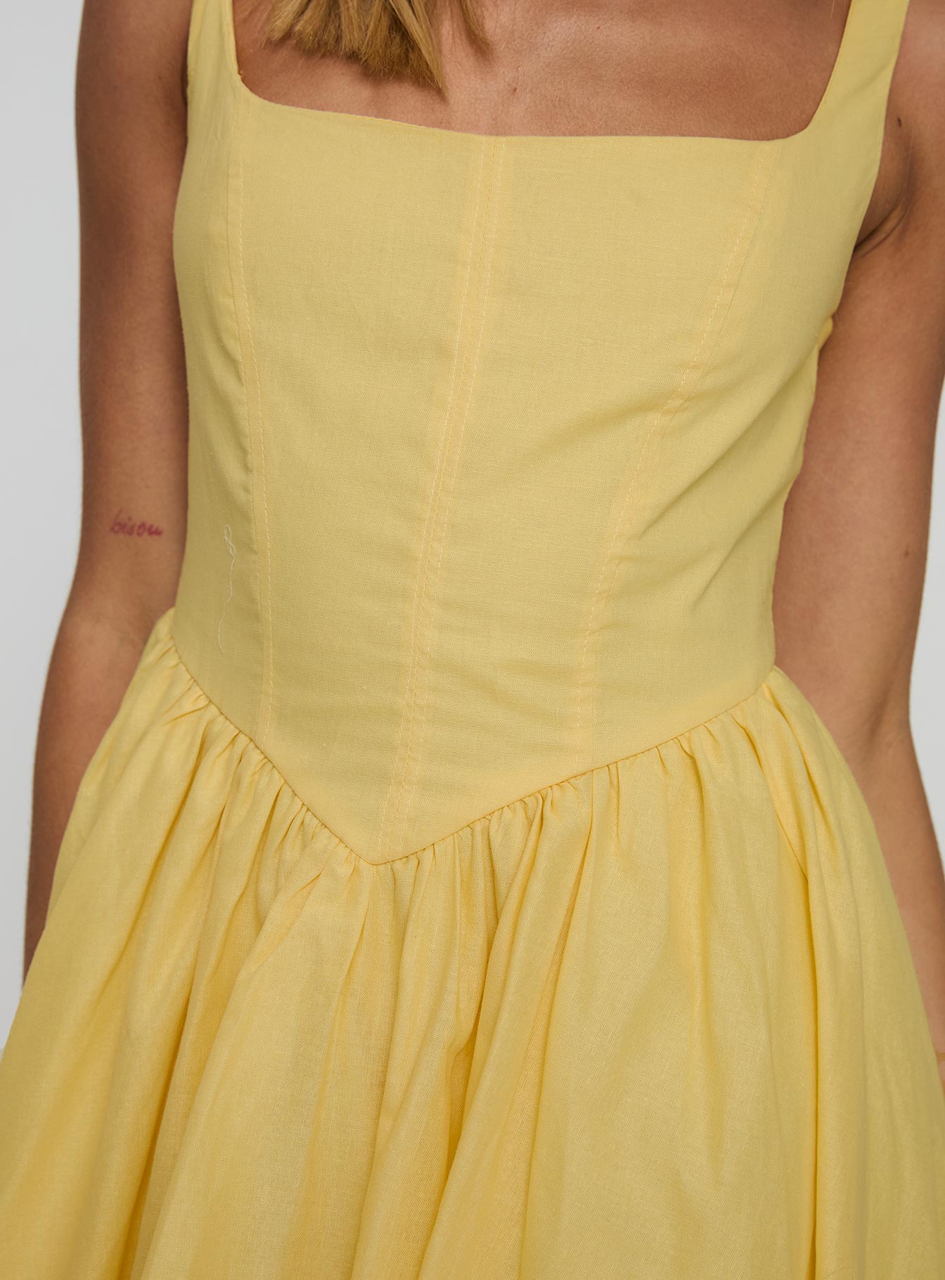 Alcott Bubble Hem Mini Dress Lemon Sale Wiki