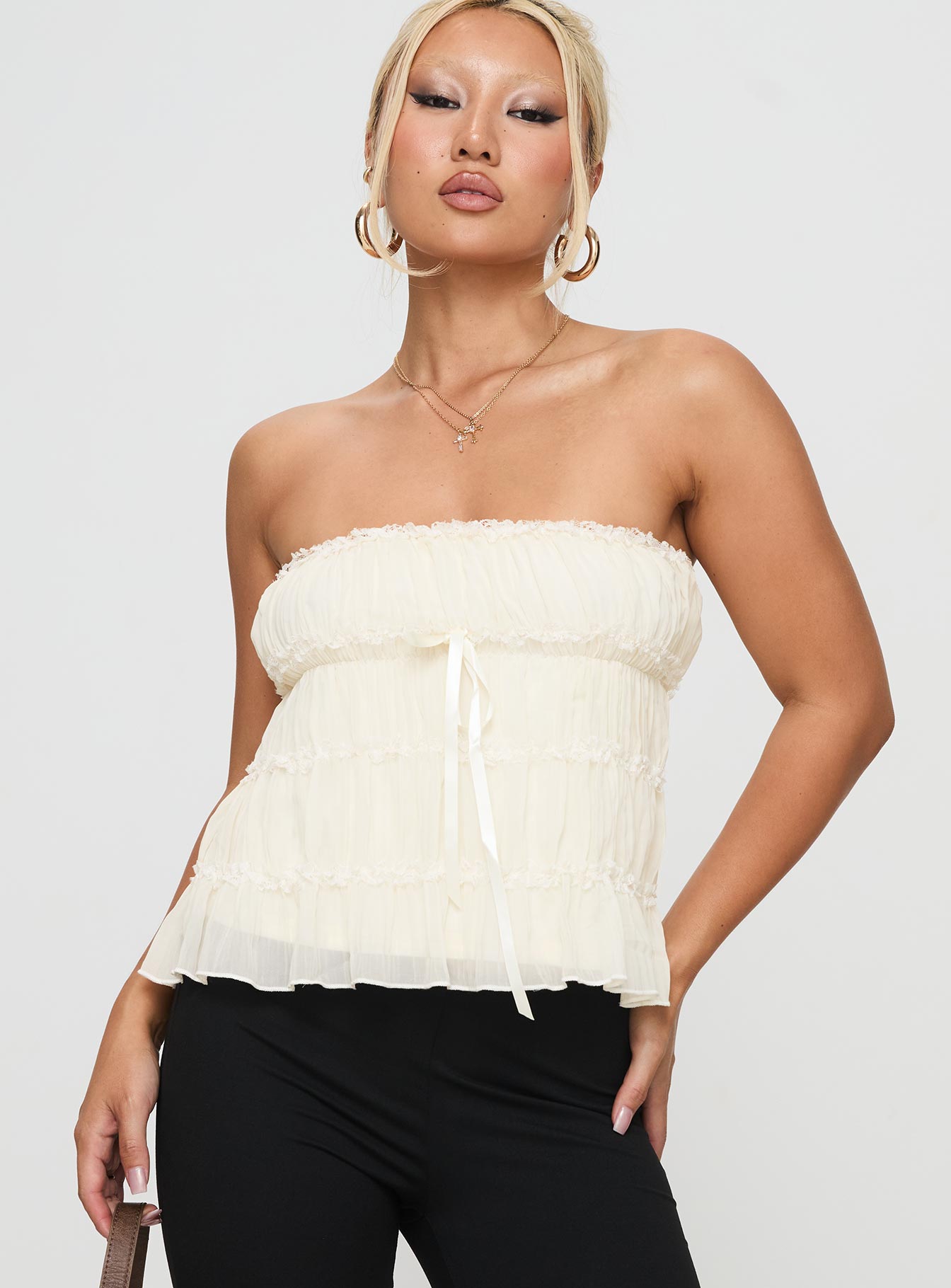 Avelina Strapless Top Cream Low Pice Fee Shipping For Sale