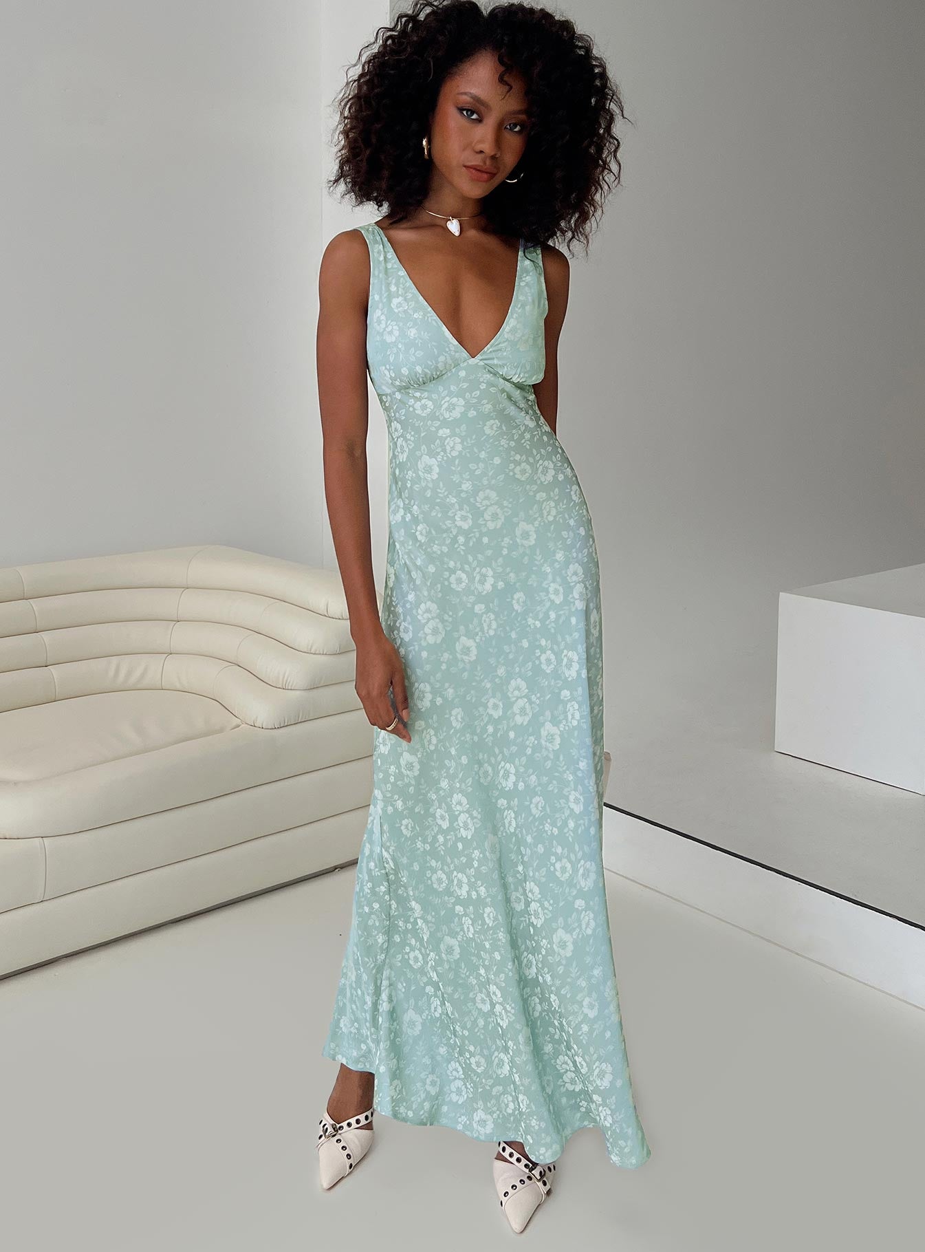 Nell Jacquard Maxi Dress Blue Sale Online Cheap