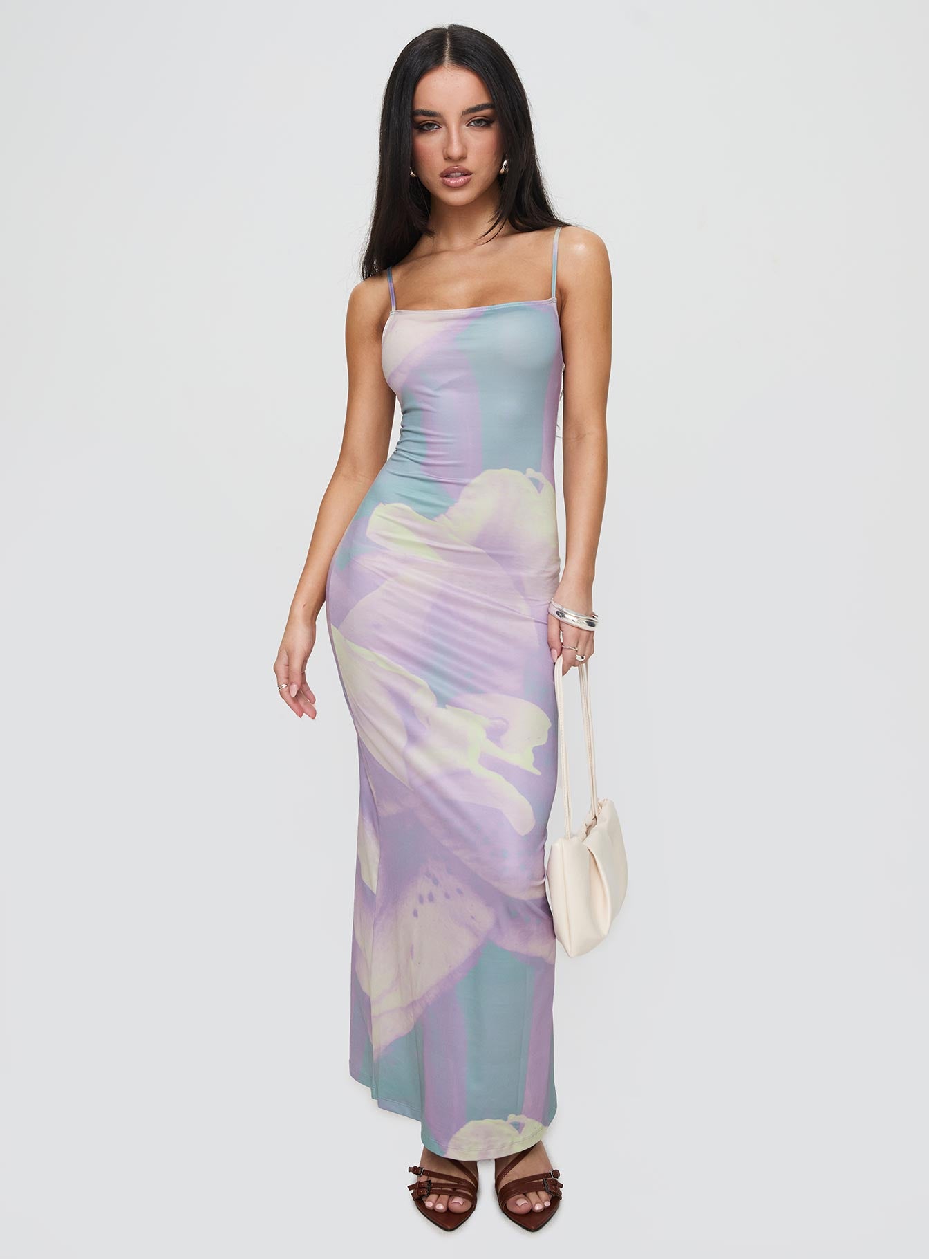 Norila Maxi Dress Slinky Orchid Petals Lilac Sale Pre Order