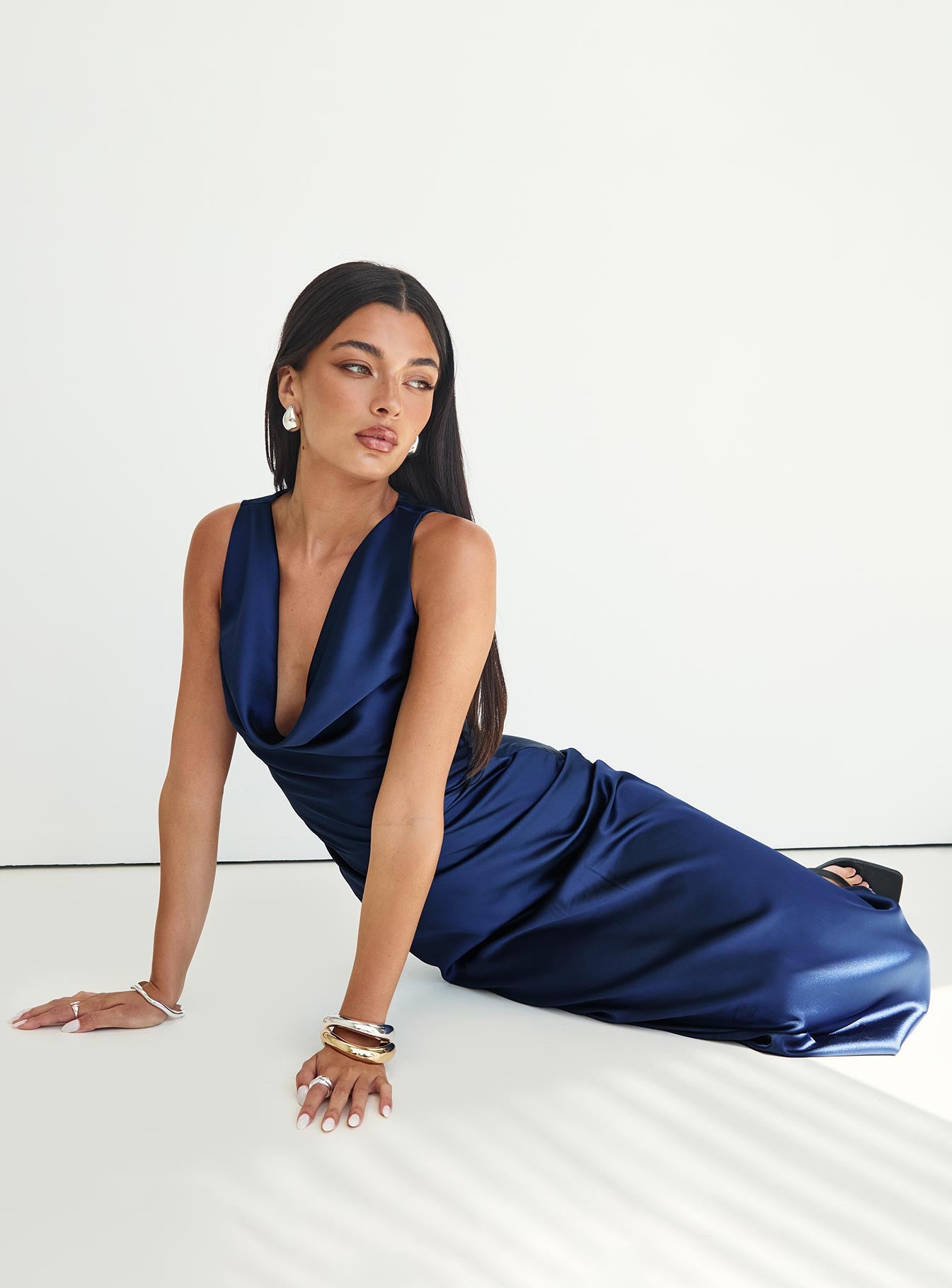 Soprano Plunge Maxi Dress Navy Pictures Cheap Online