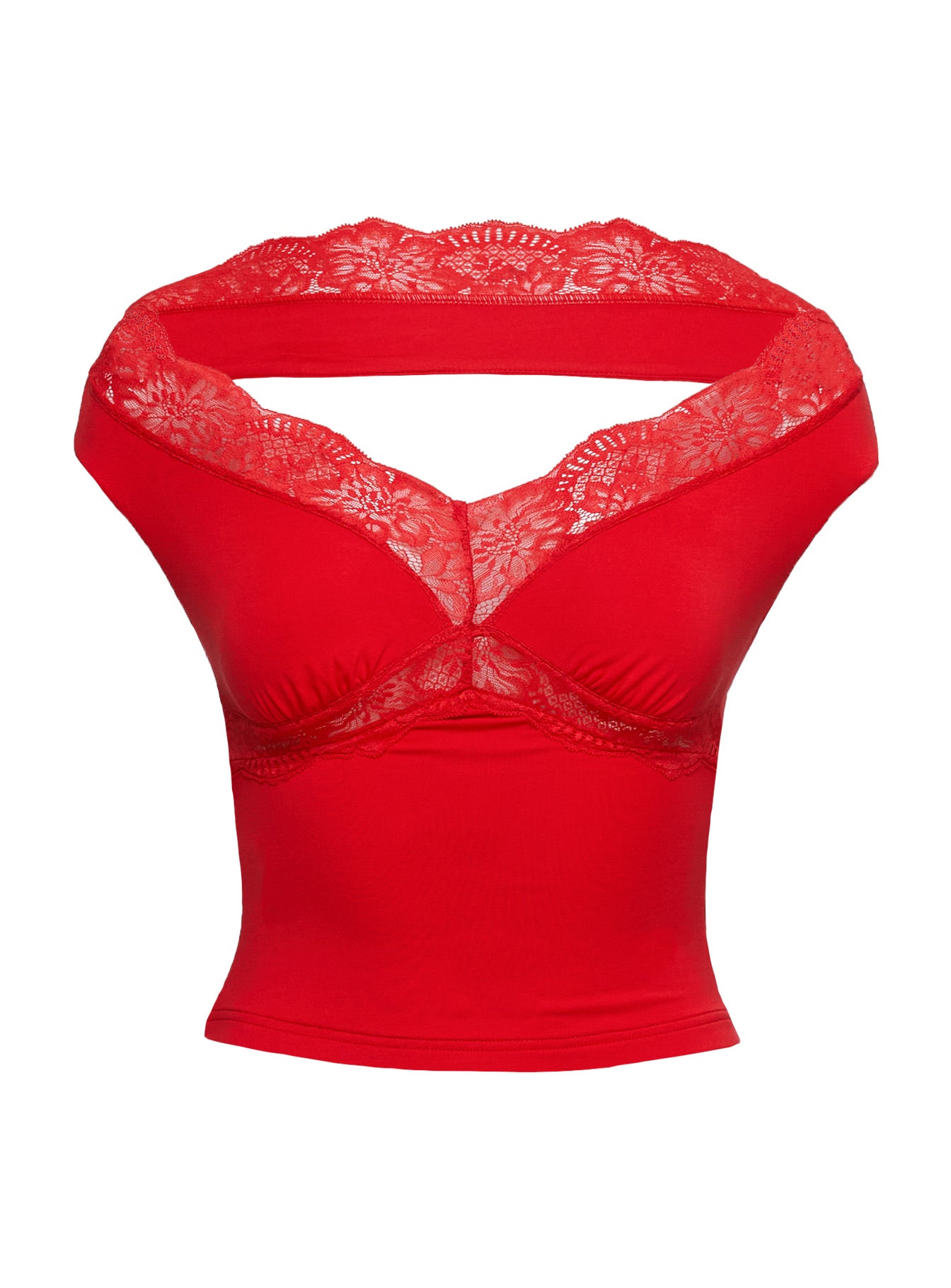 Amarena Off The Shoulder Lace Top Red Discount Big Sale