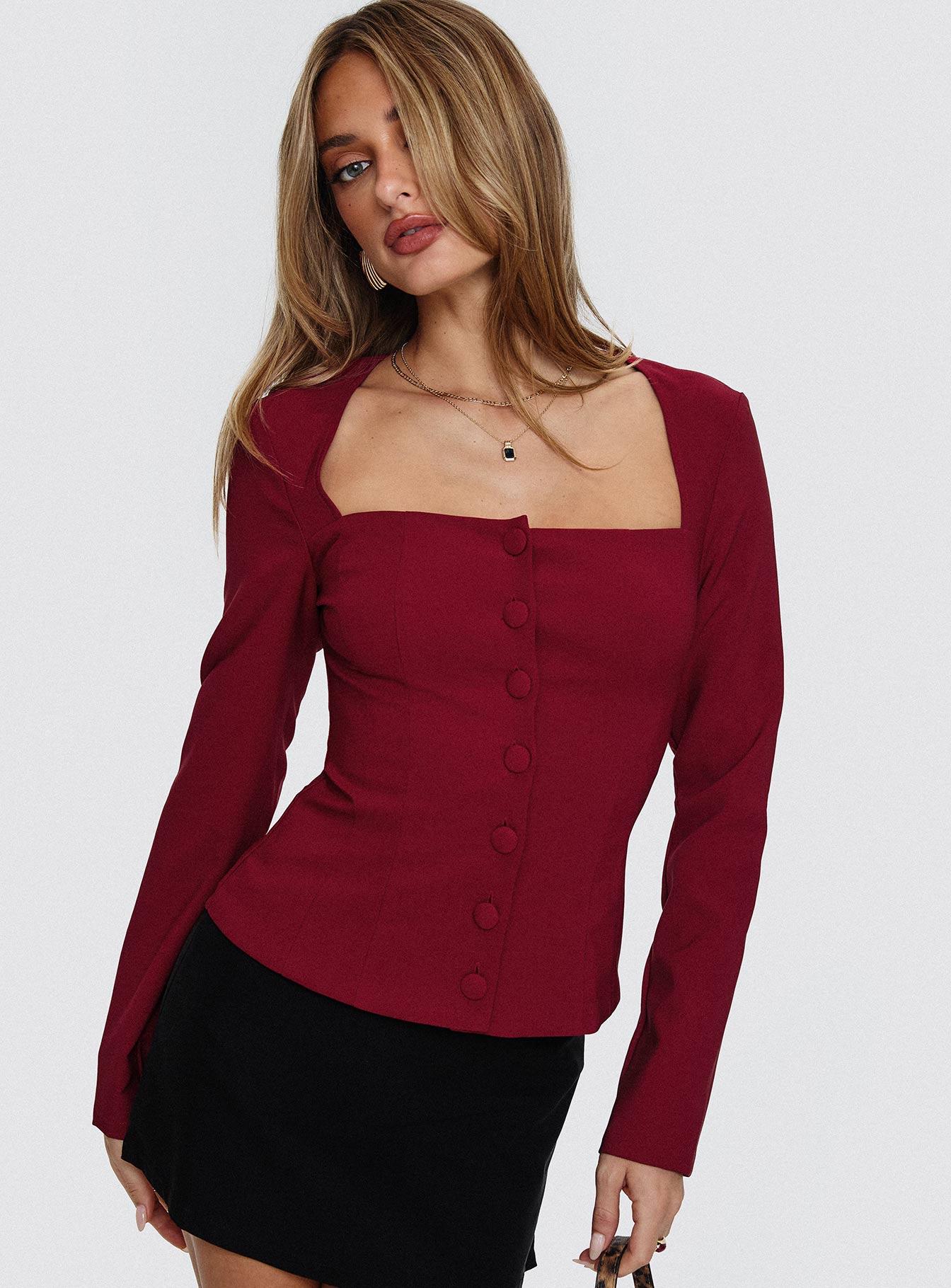 Gaskin Long Sleeve Top Burgundy Sale Best