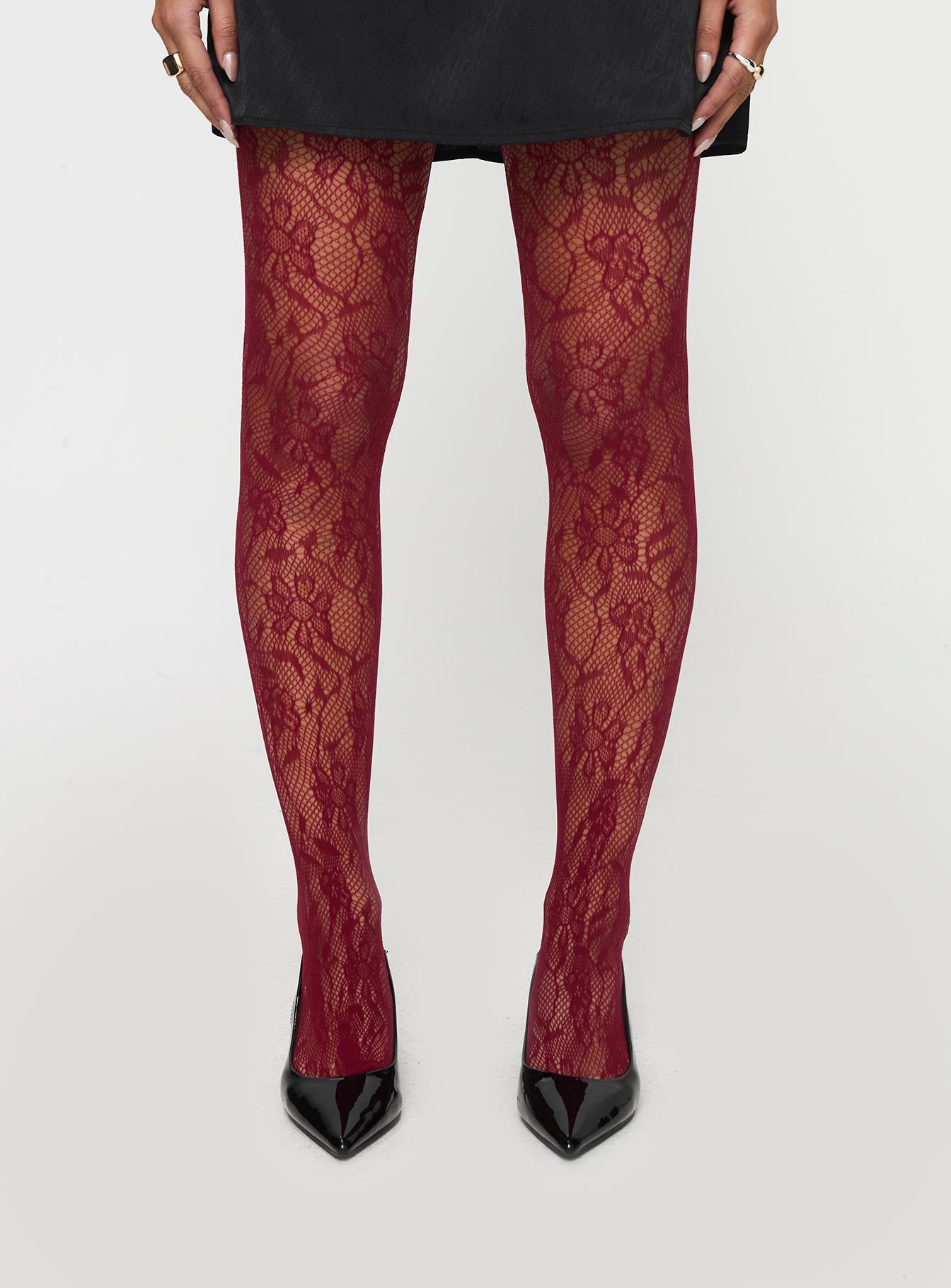 Fior Lace Stockings Red Outlet Good Selling