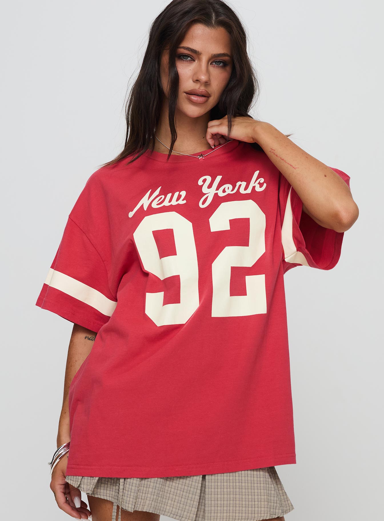 New York 95 Oversized Tee Red Discount Cheapest Pice