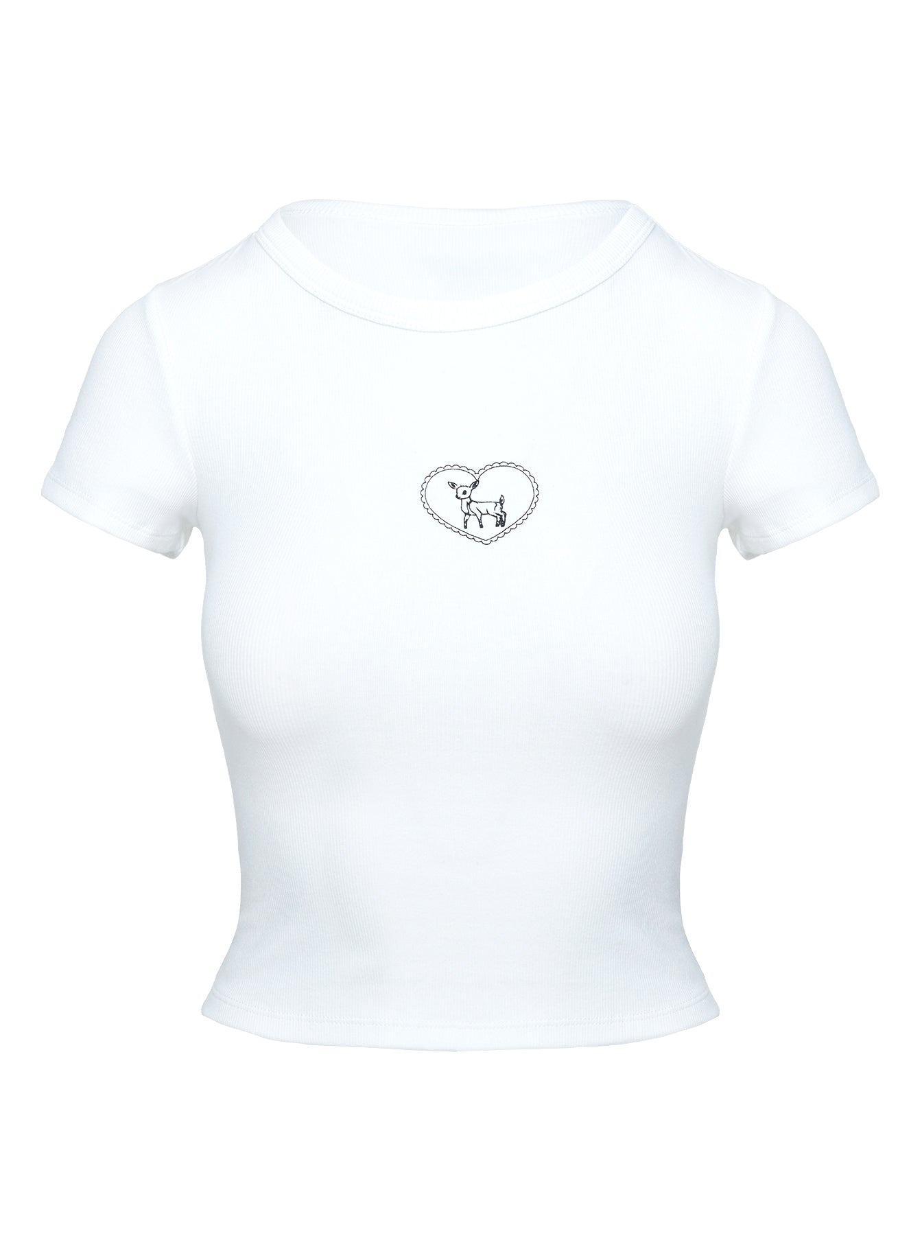 Baseline Rib Tee Oh Deer White Discount Popular