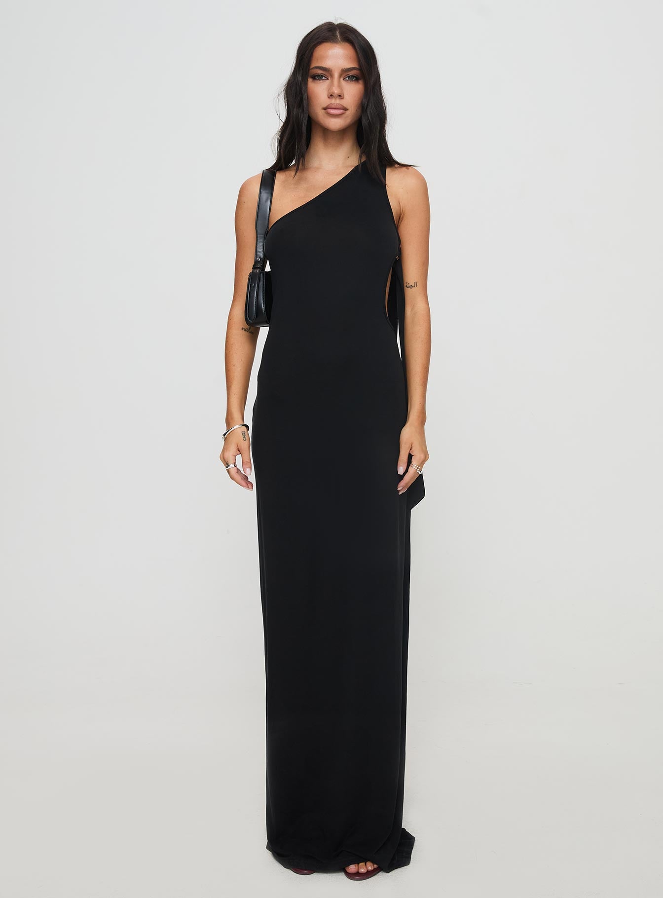 Trail Blazer Asymmetrical Maxi Dress Black Cheap Sale Collections