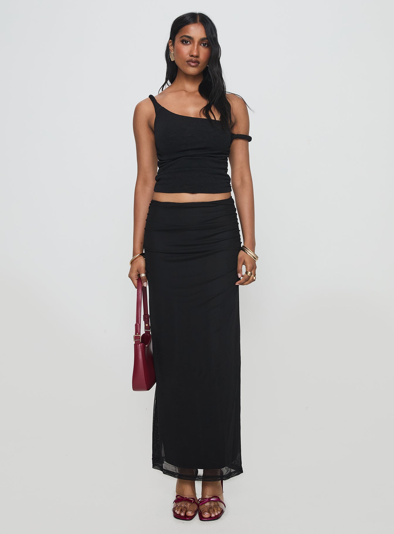 Mastermind Ruched Maxi Skirt Black Outlet Release Dates