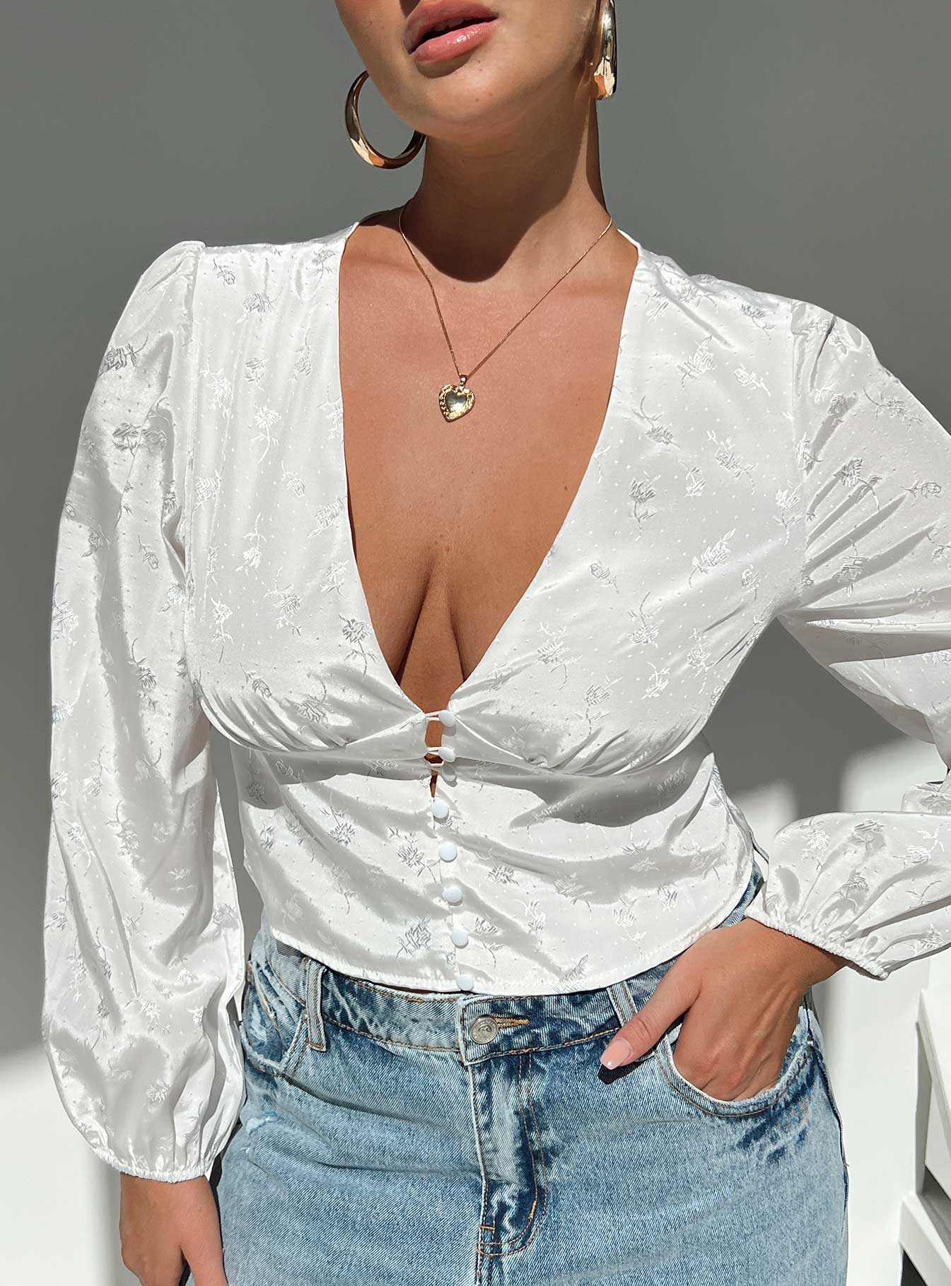 Traylen Long Sleeve Top White Clearance Best Store To Get