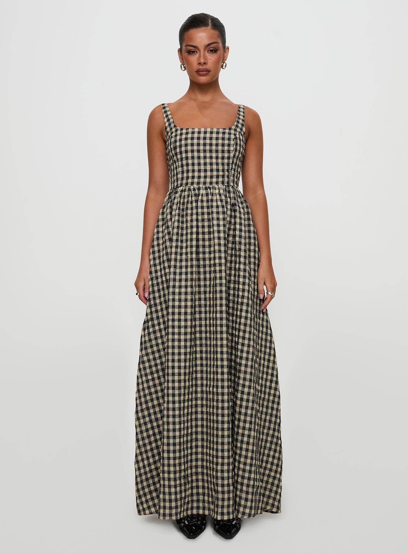 Cartmel Check Maxi Dress Black / Cream Tall Free Shipping Comfortable
