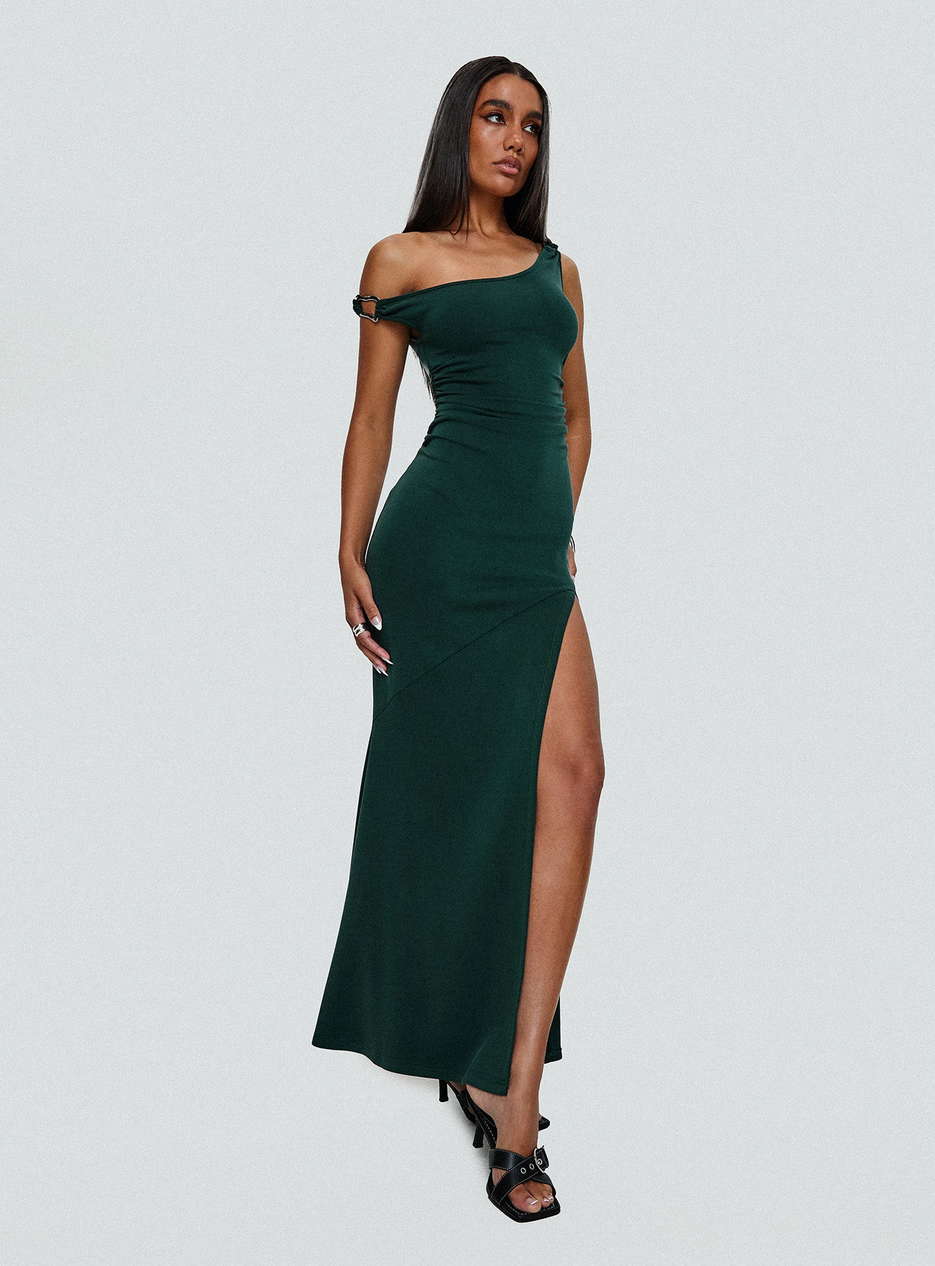 Rios One Shoulder Maxi Dress Green Cheap Pice Wholesale Pice