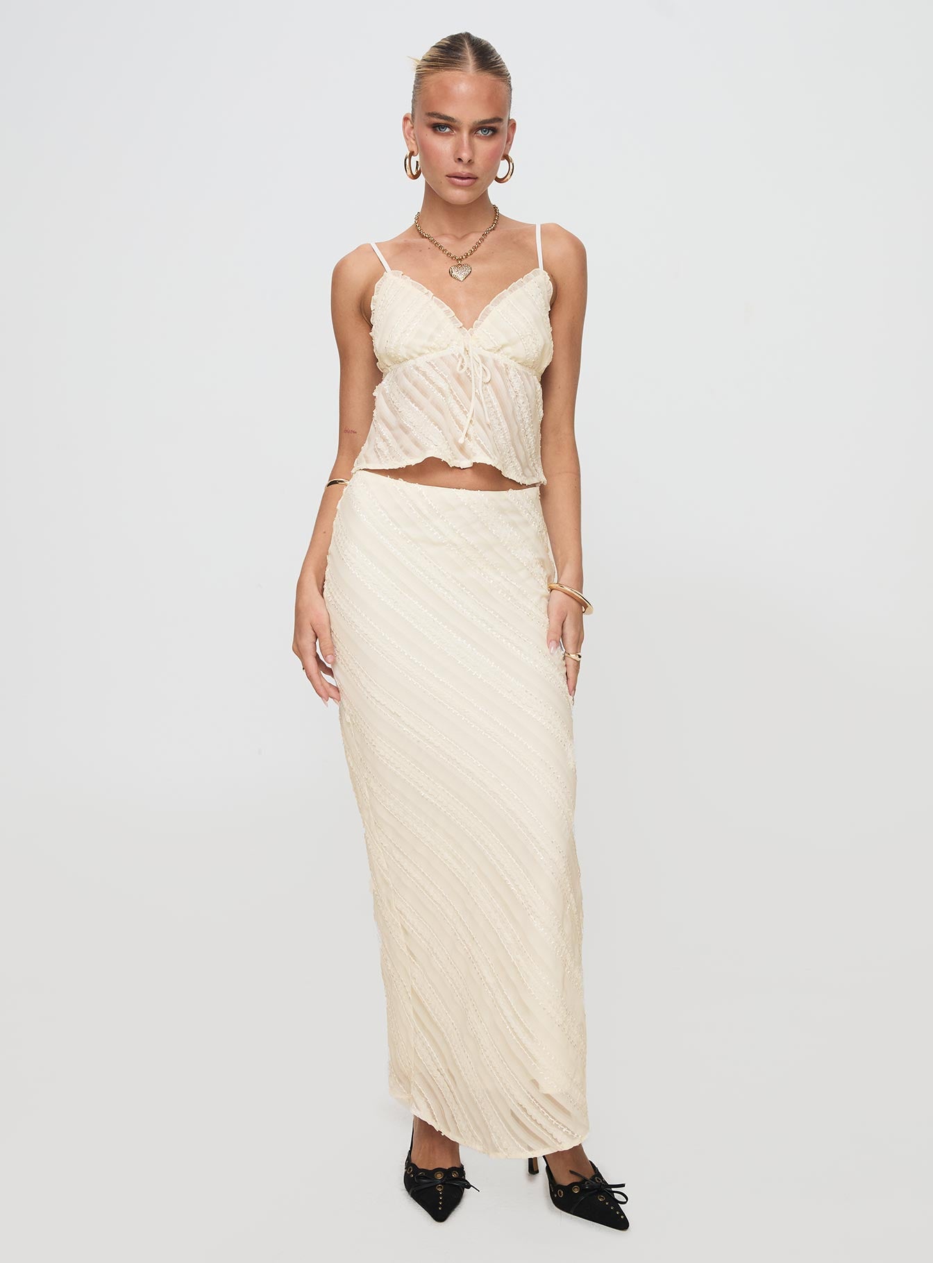 Jacintha Maxi Skirt Cream Buy Cheap Classic