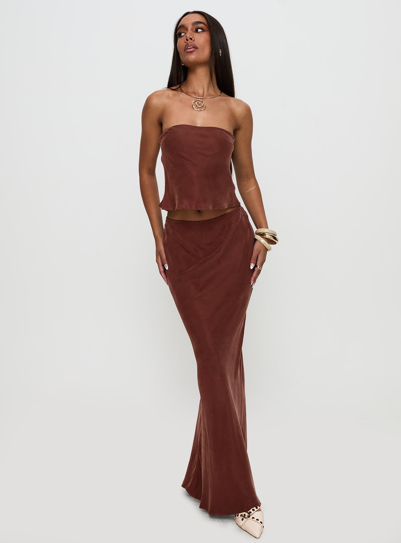 Lucelia Maxi Skirt Brown Best Store To Get Sale Online