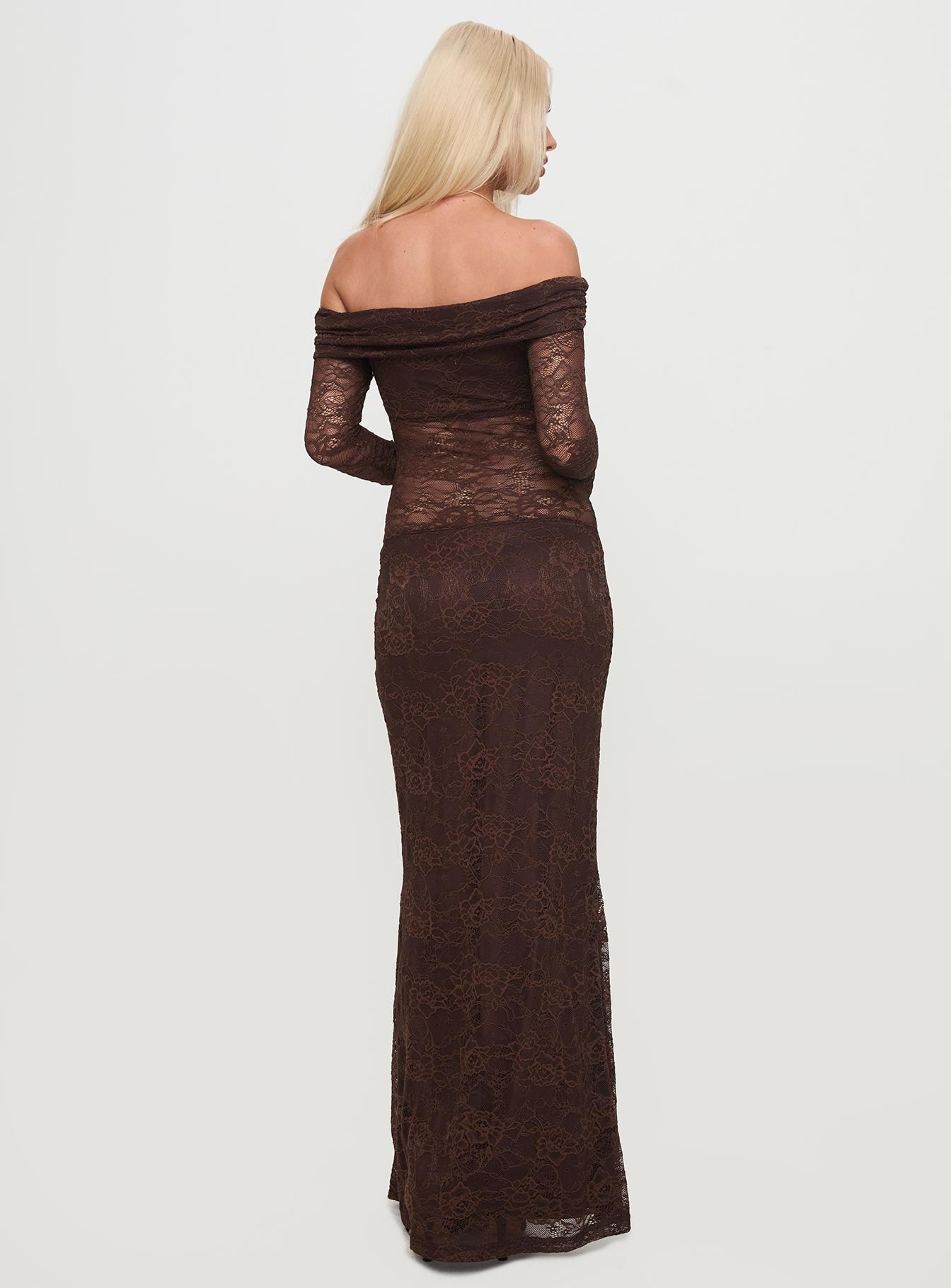 Make Your Mark Off Shoulder Maxi Dress Chocolate Cheap Sale Pay With Visa