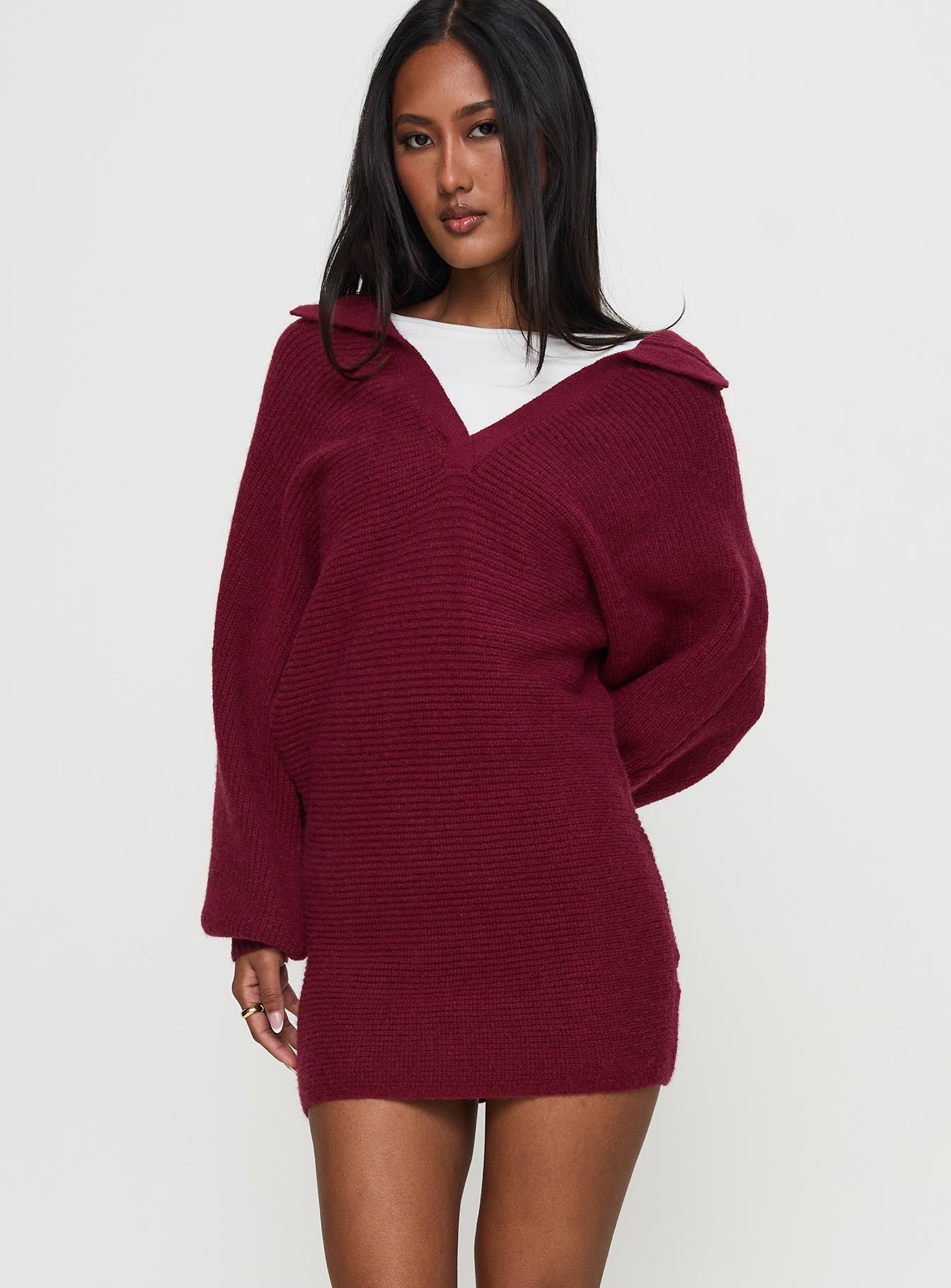 Thorelle Sweater Mini Dress Burgundy Low Pice Sale Online