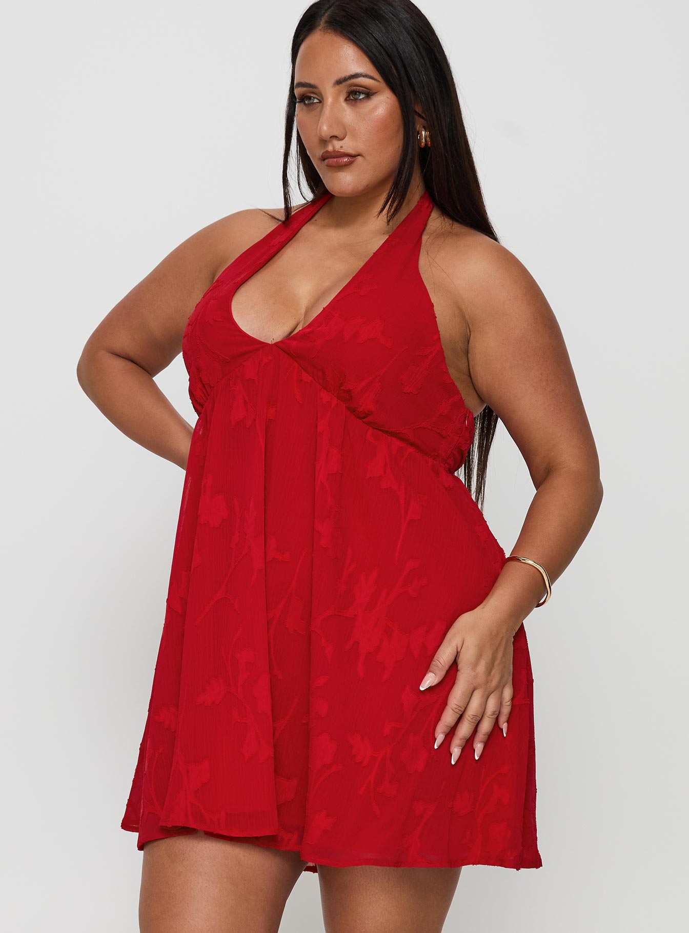 Moriah Halter Mini Dress Red Curve Free Shipping Original