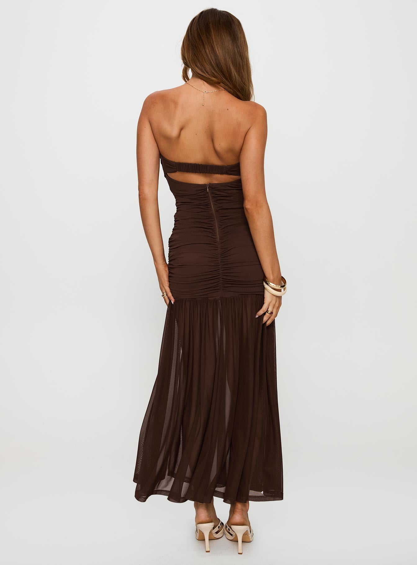 Nevena Strapless Maxi Dress Brown Sale Best