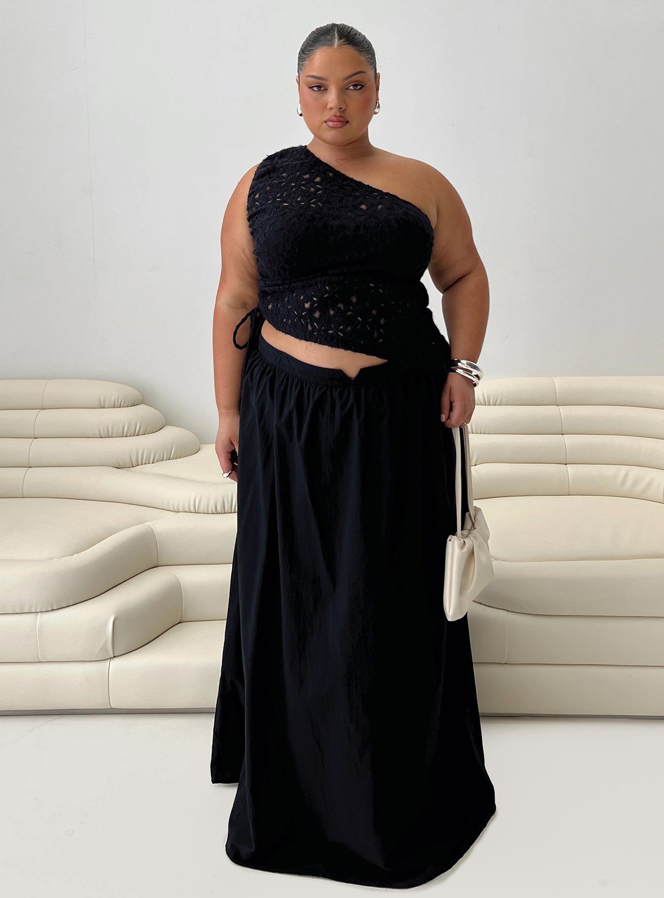 Rennata Gathered Mid Rise Maxi Skirt Black Free Shipping Largest Supplier