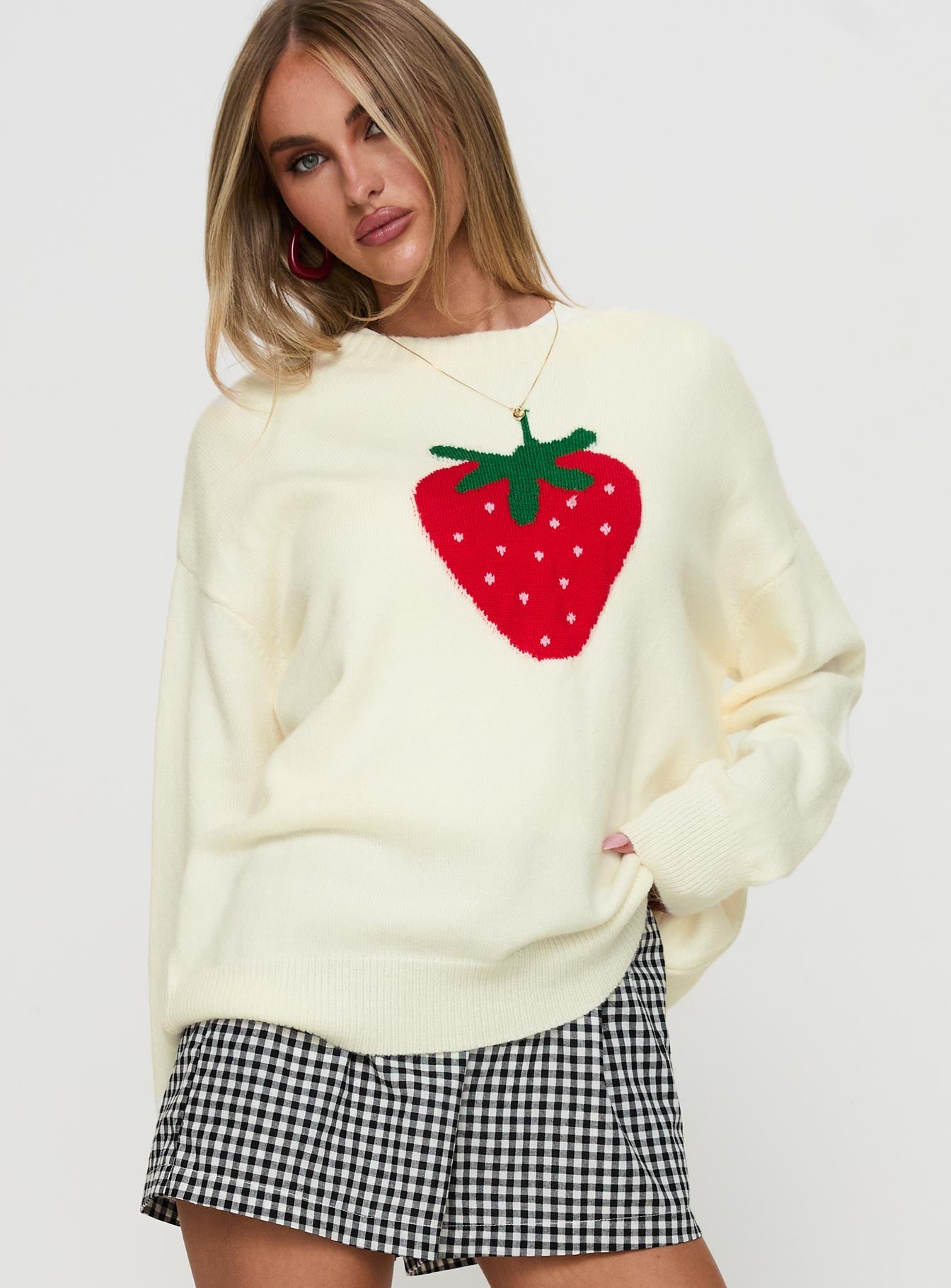 Living Is Easy Knit Sweater White Free Shipping Good Selling