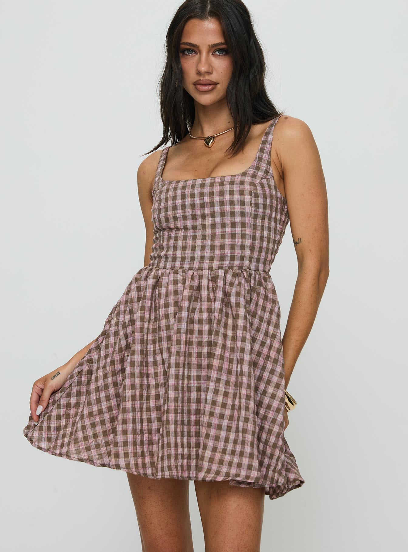 Cartmel Mini Dress Brown / Pink Pay With Paypal Cheap Online