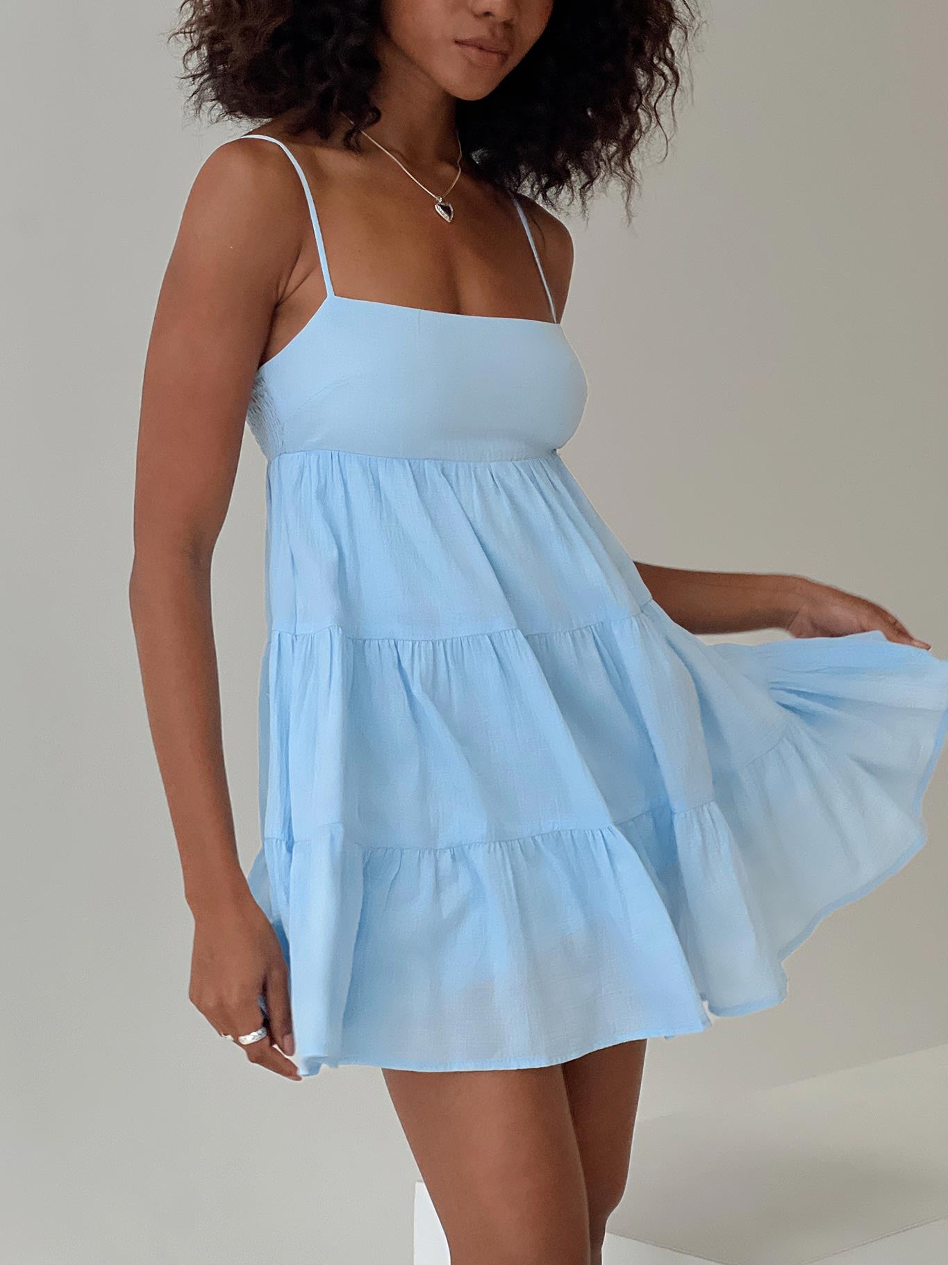 Palatial Mini Dress Light Blue For Sale For Sale
