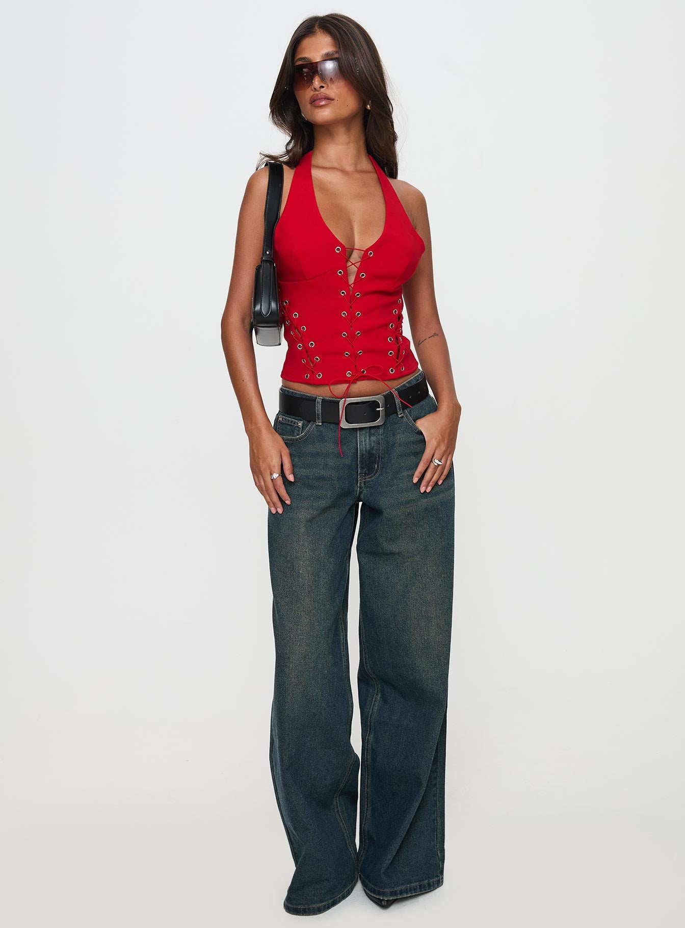 Come See Me Tie Up Halter Top Red Pay With Visa Sale Online