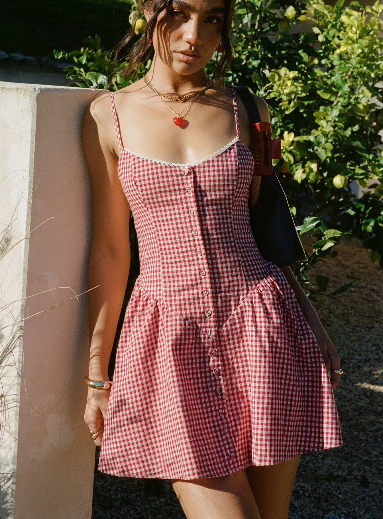 Toulouse Mini Dress Red Gingham Extremely For Sale