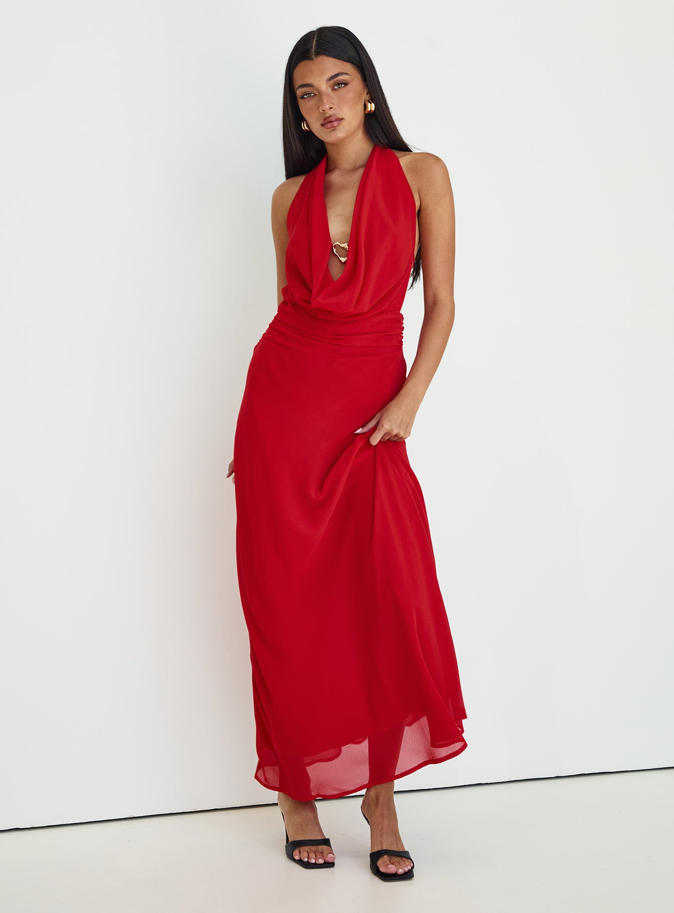 Alejandria Cowl Neck Maxi Dress Red Outlet Free Shipping Authentic