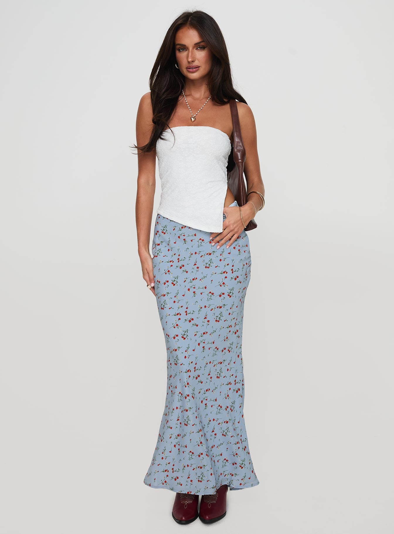 Rotelle Maxi Skirt Blue Floral Authentic