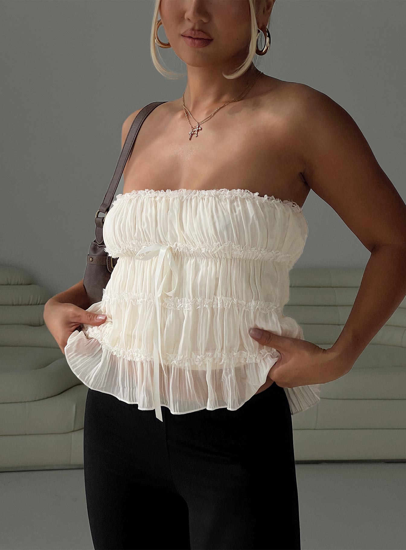 Avelina Strapless Top Cream Low Pice Fee Shipping For Sale