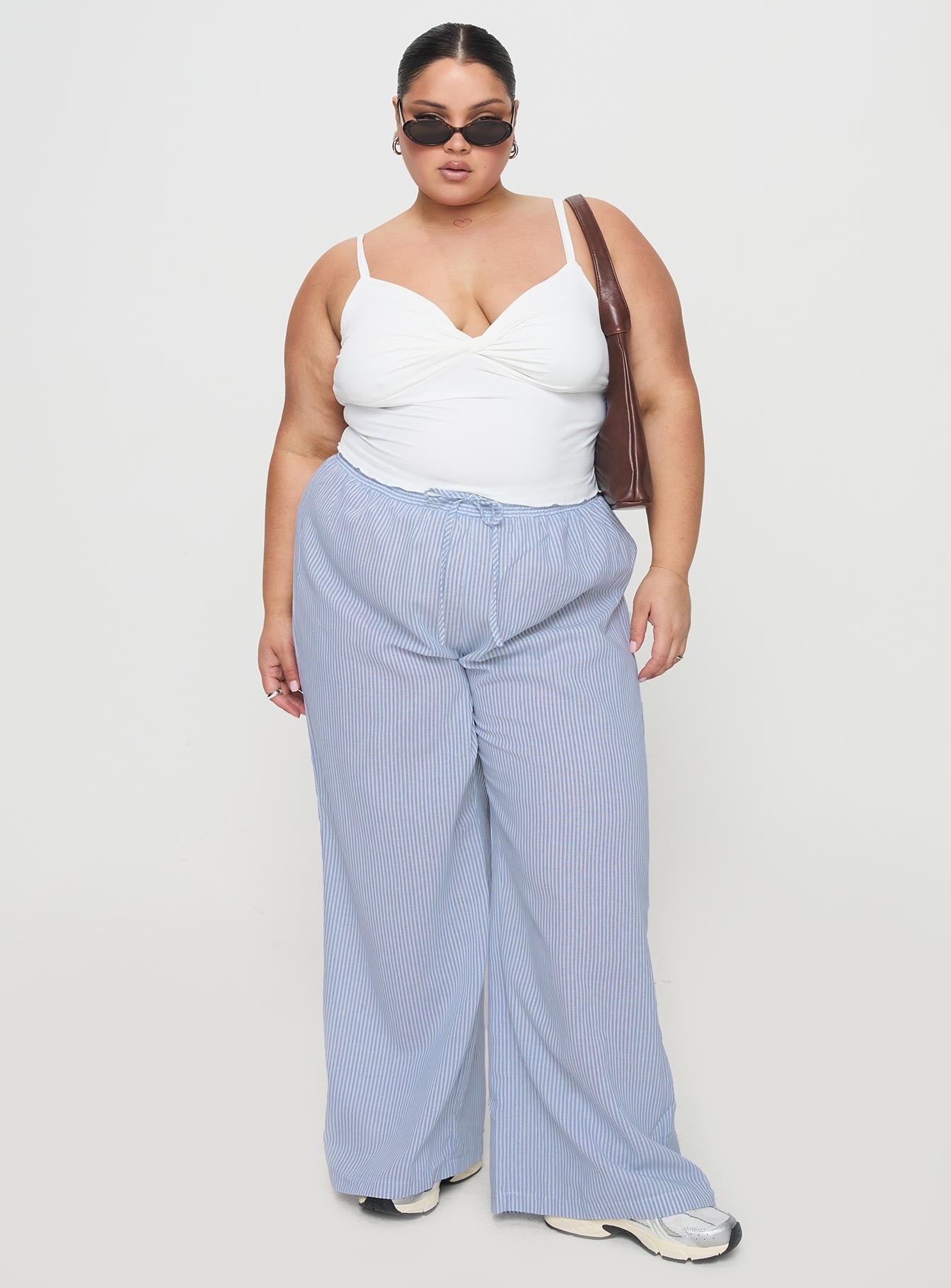 Holiday Tie Front Pant Blue / White Stripe Curve Fast Delivery Sale Online