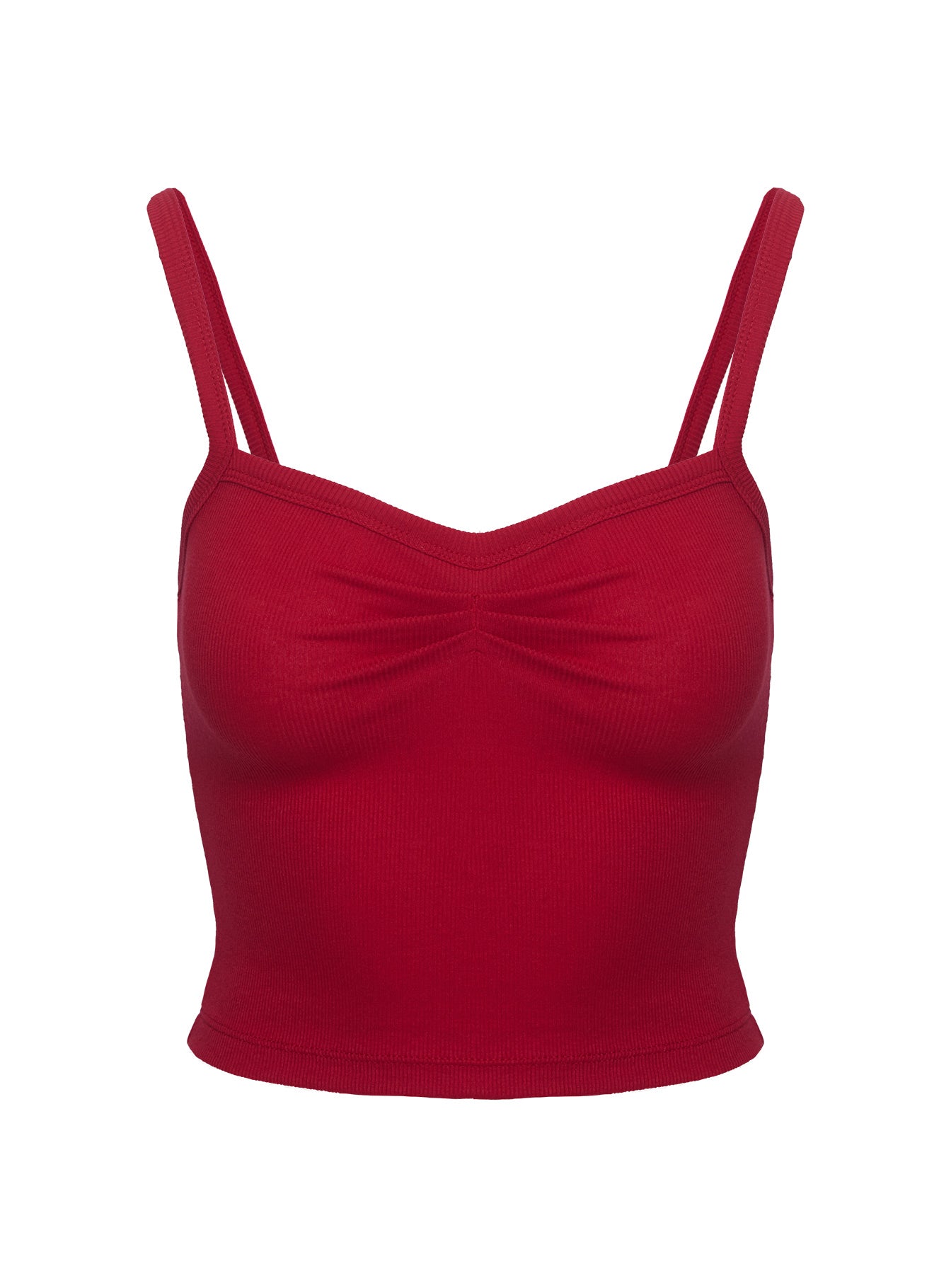 Essentials Ruched Rib Cami Top Red Discount Inexpensive