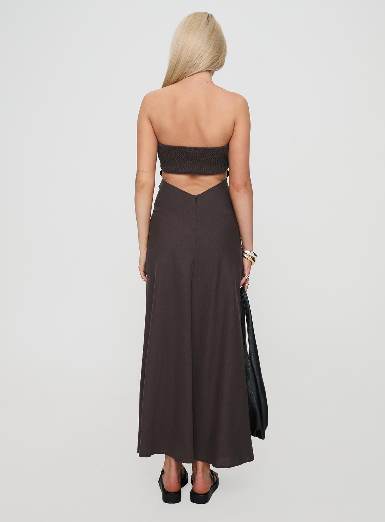 Yahir Strapless Maxi Dress Brown Official Site For Sale