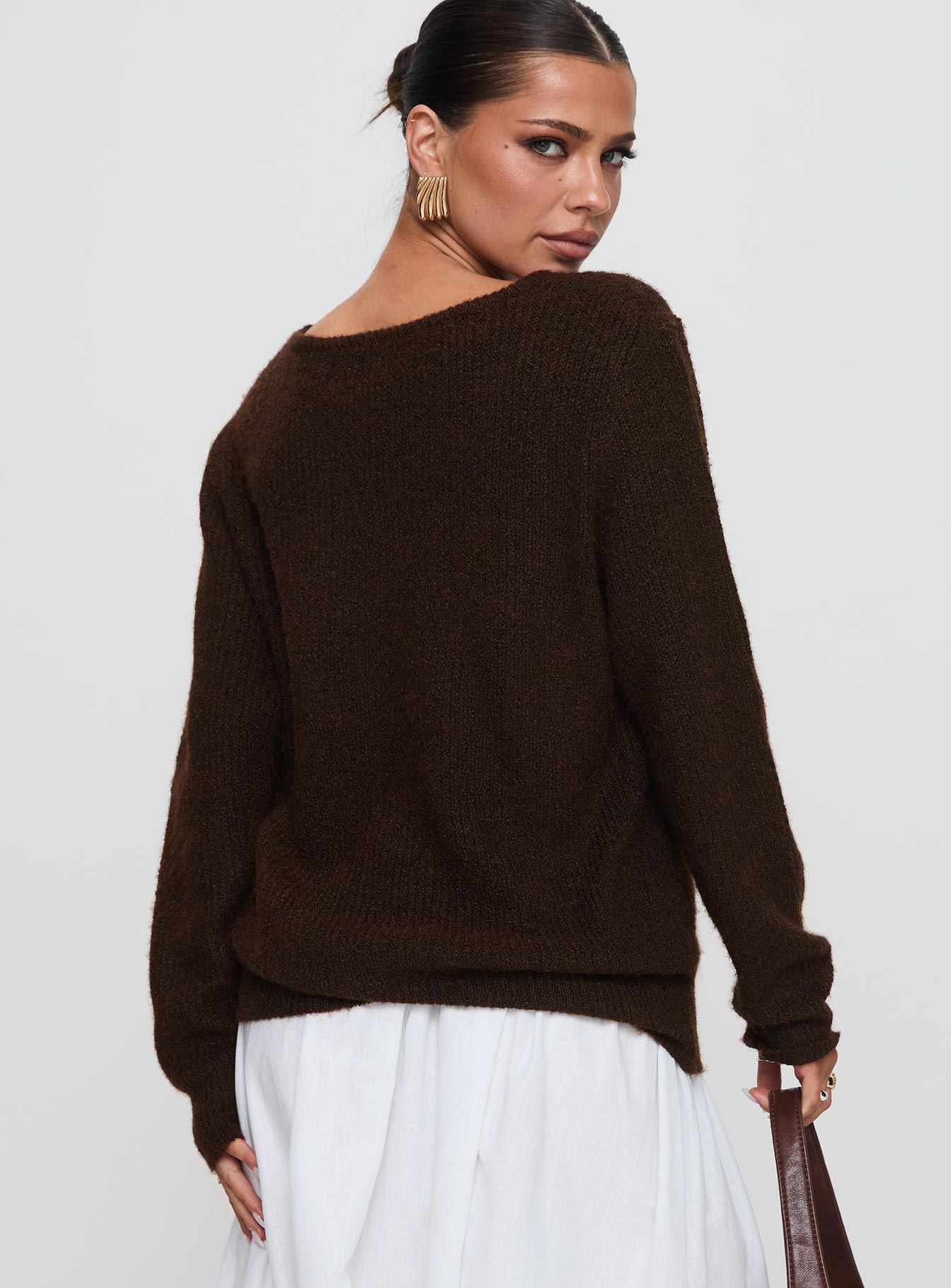 Abrams Rib Knit Crew Sweater Chocolate Marle Free Shipping 100% Guaranteed