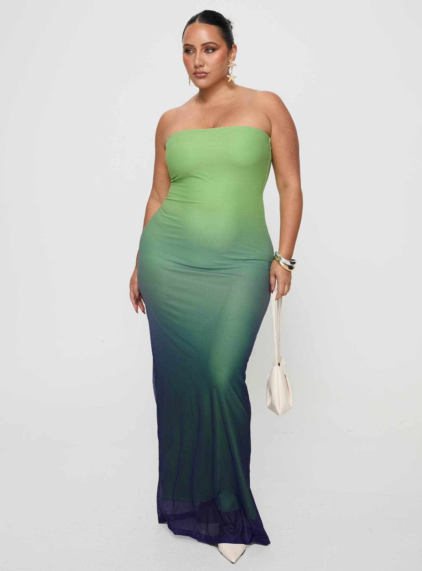 Stolen Love Strapless Maxi Dress Blue / Green Ombre Curve Buy Cheap Latest