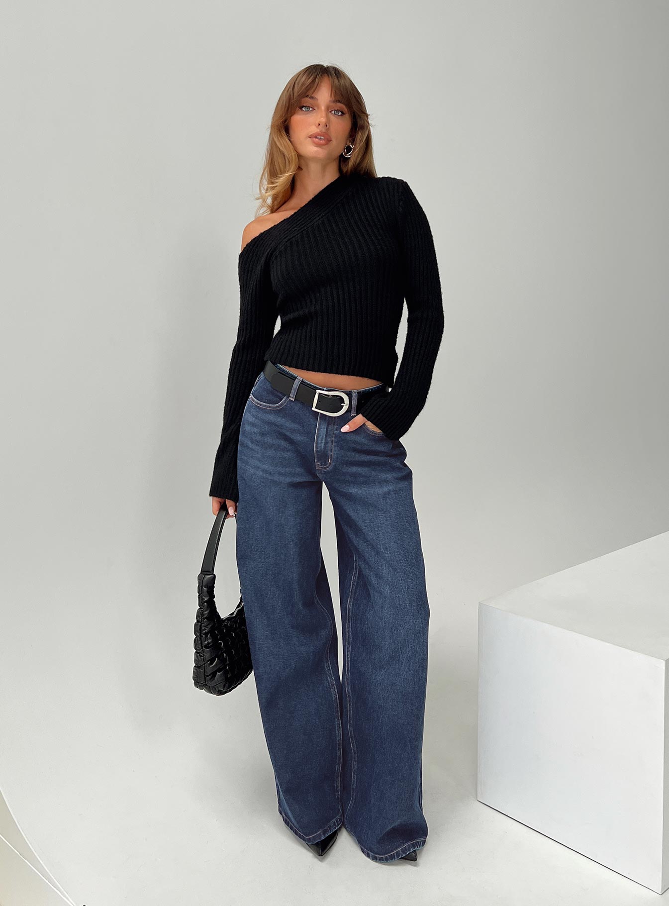 Naylor Wide Leg Jeans Mid Blue Denim Tall Cheap Sale Discounts