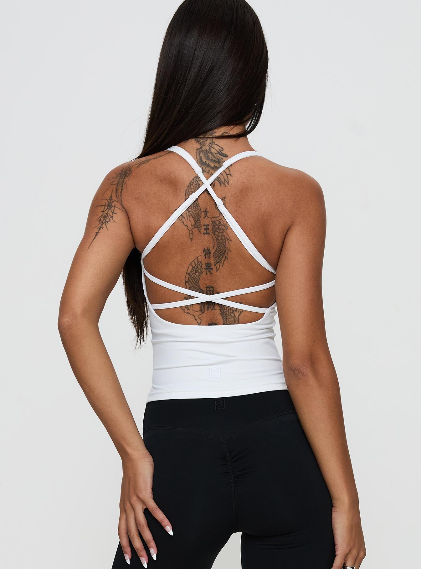 Layup Active Longline Cross Back Top White Sale With Mastercard