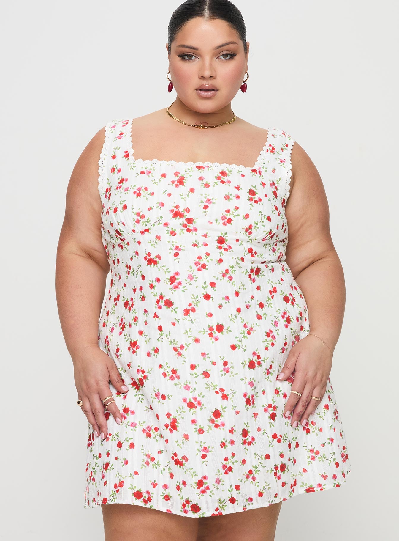 Dasha Mini Dress White Floral Curve Purchase For Sale