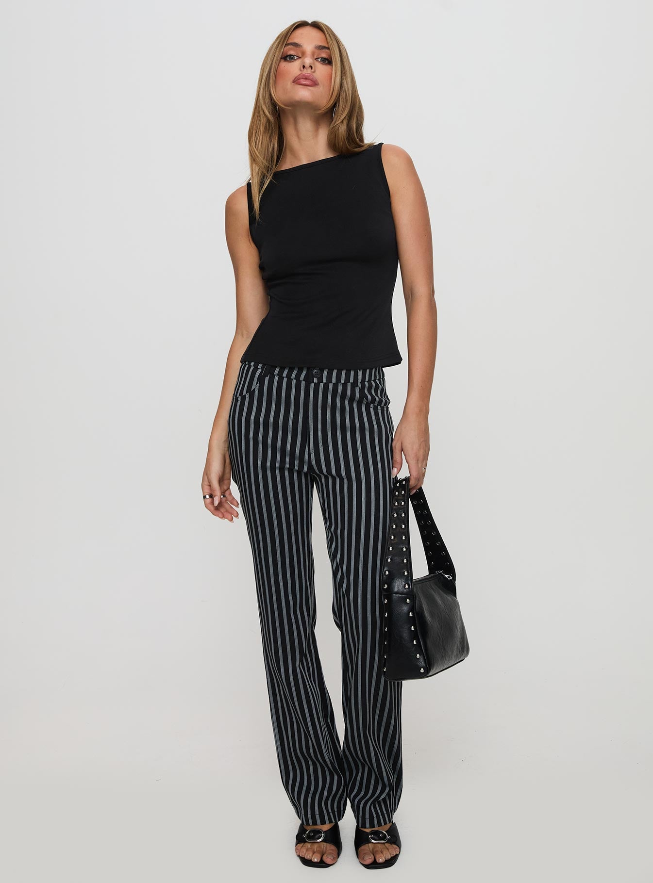 Allude Low Waist Pinstripe Pant Black Cheap Perfect