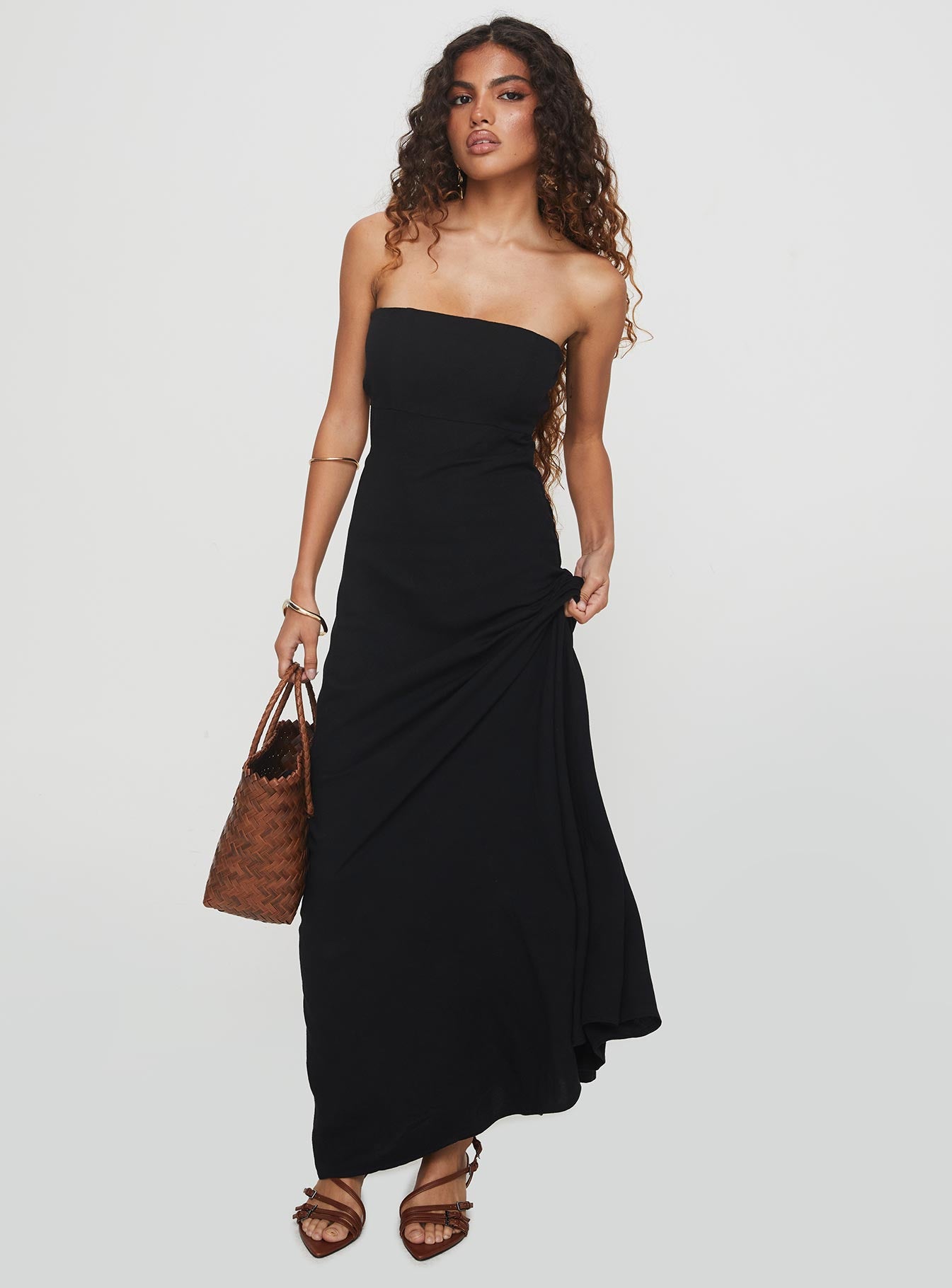 Yahir Strapless Maxi Dress Black Cheap Good Selling