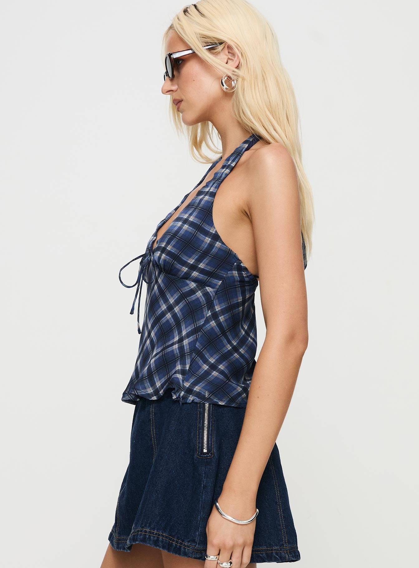 Amalthea Top Blue Check Fast Delivery Online