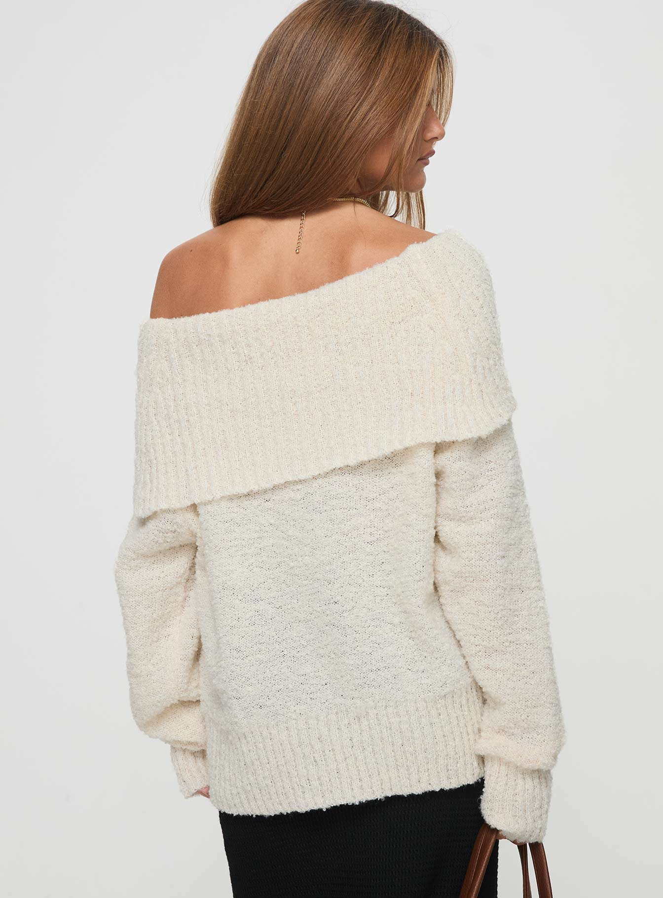 Parkley Boucle Off The Shoulder Sweater Cream Outlet