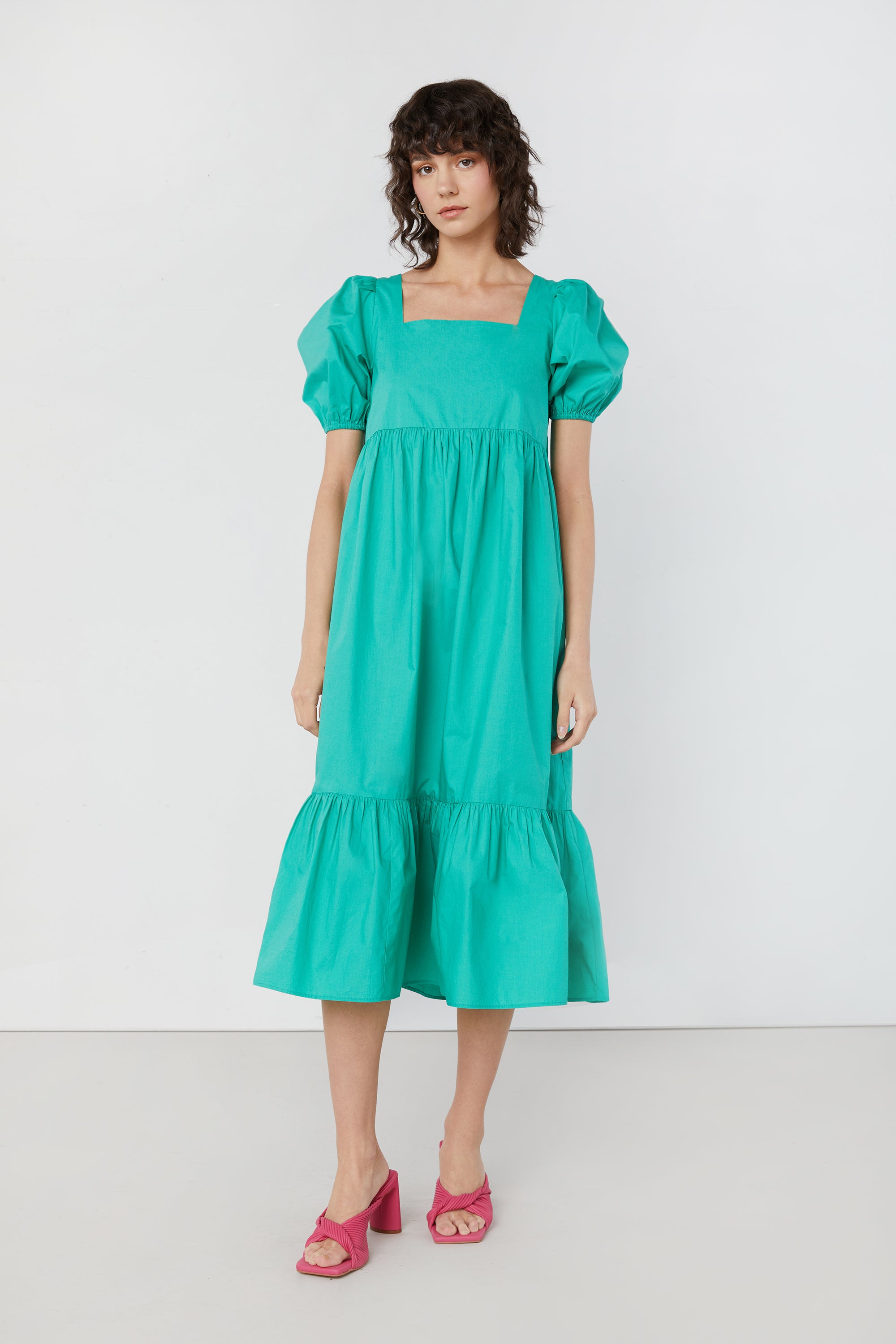 PUFF SLEEVE TIERED DRESS Outlet Great Deals